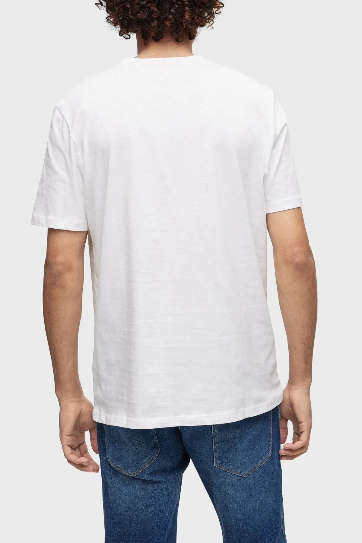 Hugo Pamuklu Regular Fit Bisiklet Yaka Erkek T Shirt 50484217 100 BEYAZ - 3