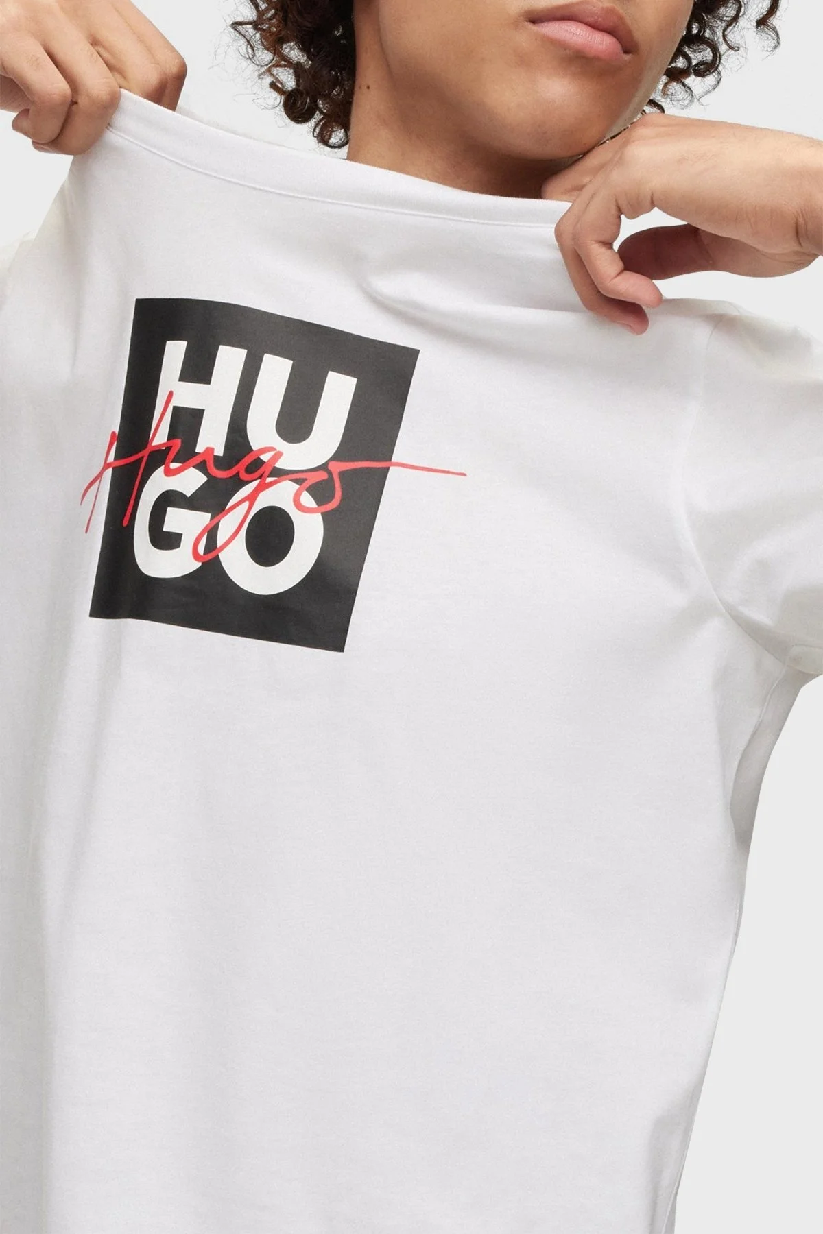 Hugo Pamuklu Regular Fit Bisiklet Yaka Erkek T Shirt 50484217 100 BEYAZ - 4