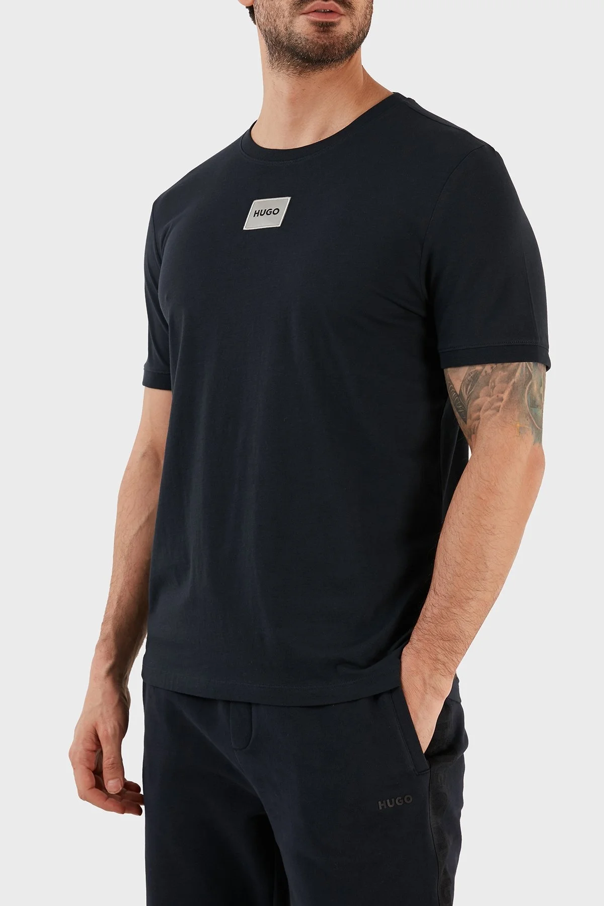 Hugo Pamuklu Regular Fit Bisiklet Yaka Erkek T Shirt 50484698 405 LACİVERT - 2