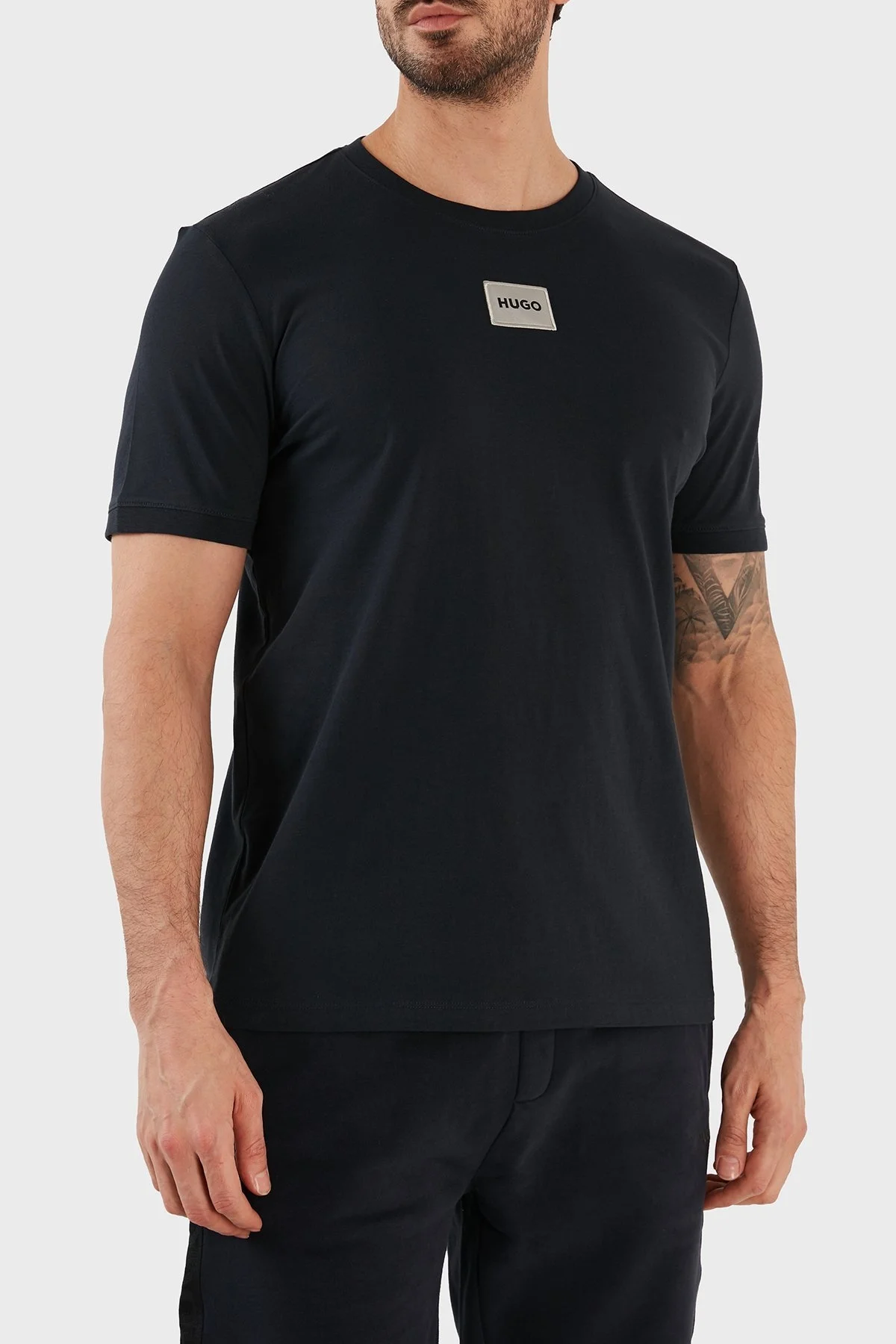 Hugo Pamuklu Regular Fit Bisiklet Yaka Erkek T Shirt 50484698 405 LACİVERT - 3