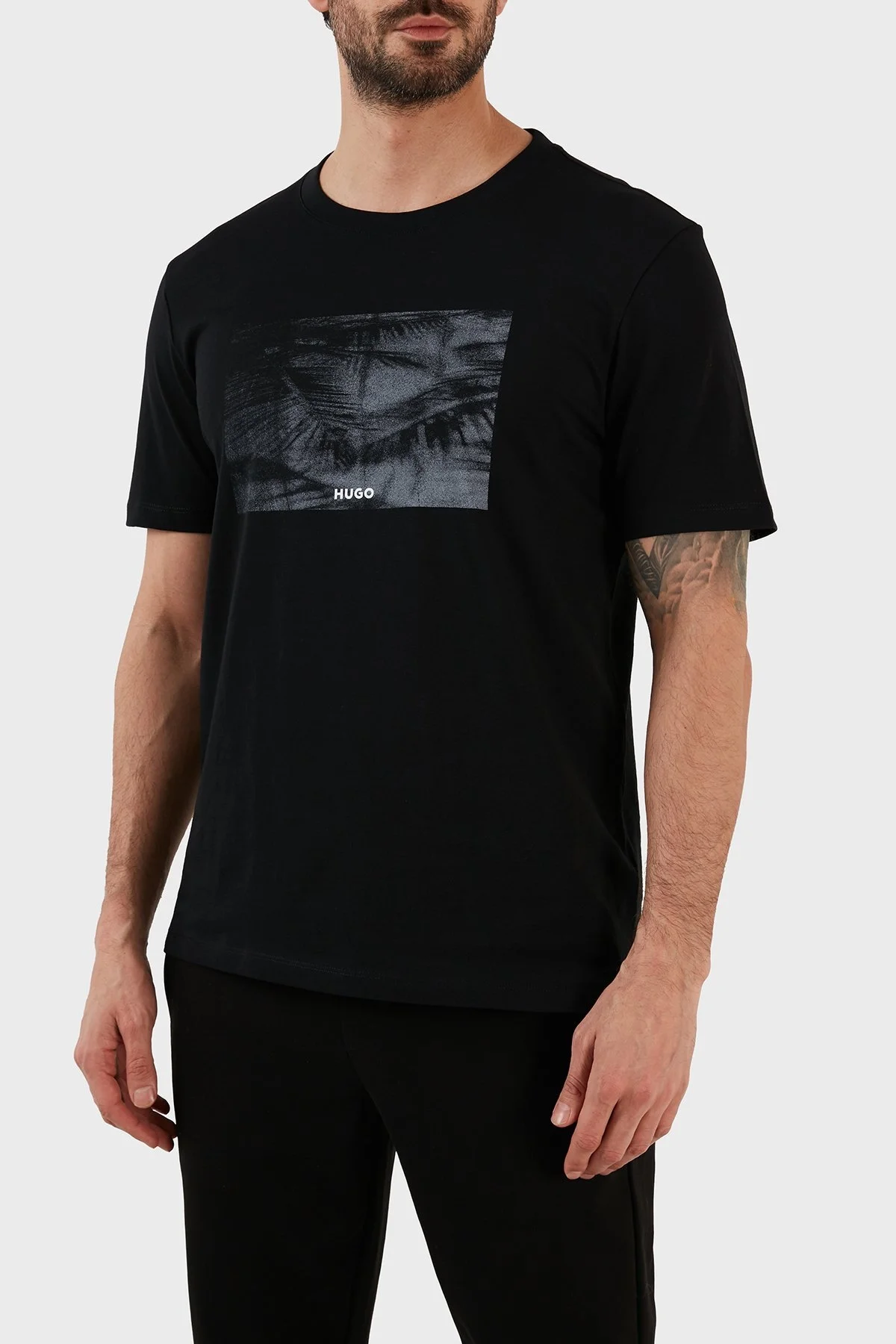 Hugo Pamuklu Regular Fit Bisiklet Yaka Erkek T Shirt 50488913 001 SİYAH - 1