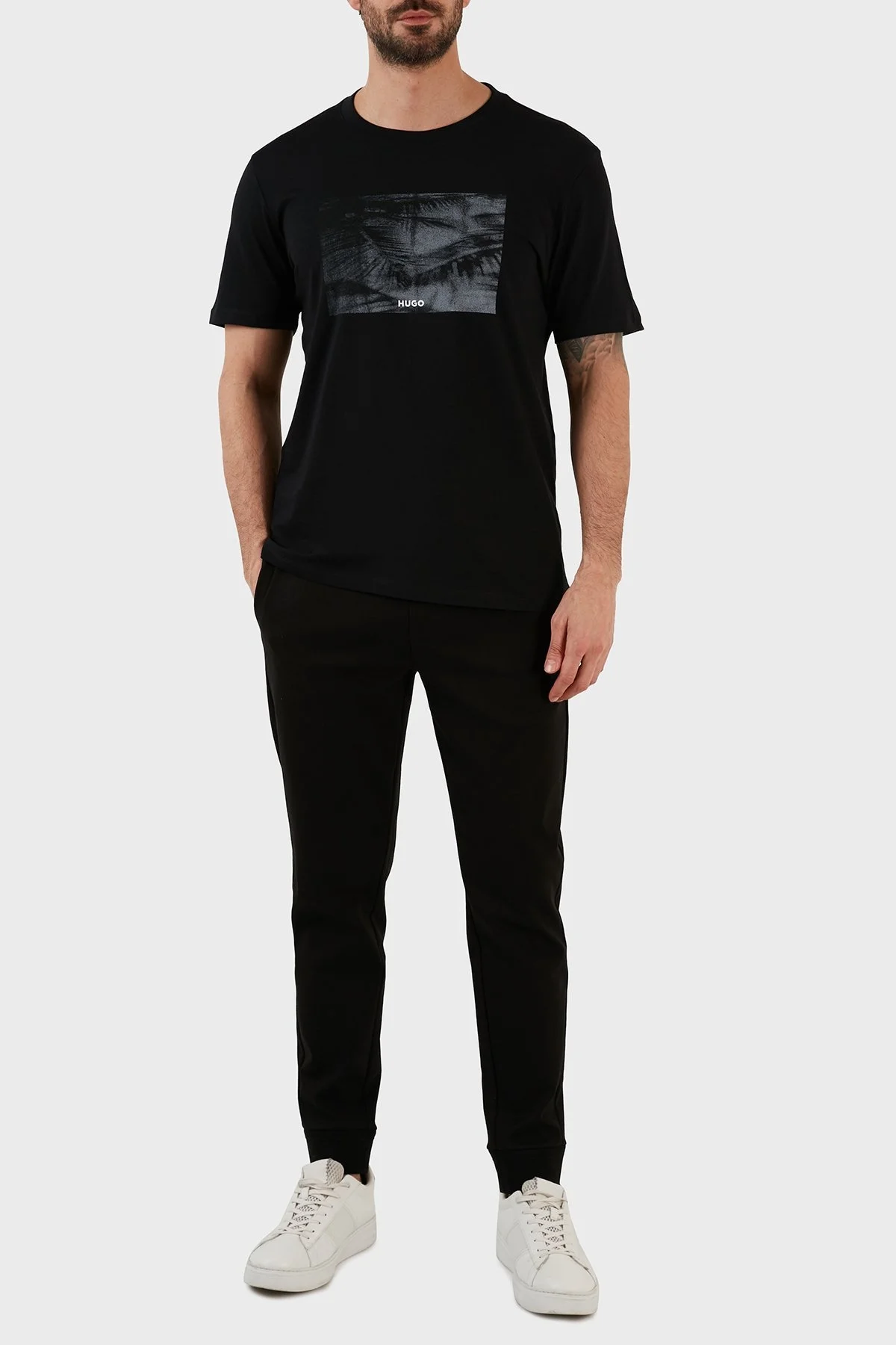 Hugo Pamuklu Regular Fit Bisiklet Yaka Erkek T Shirt 50488913 001 SİYAH - 3