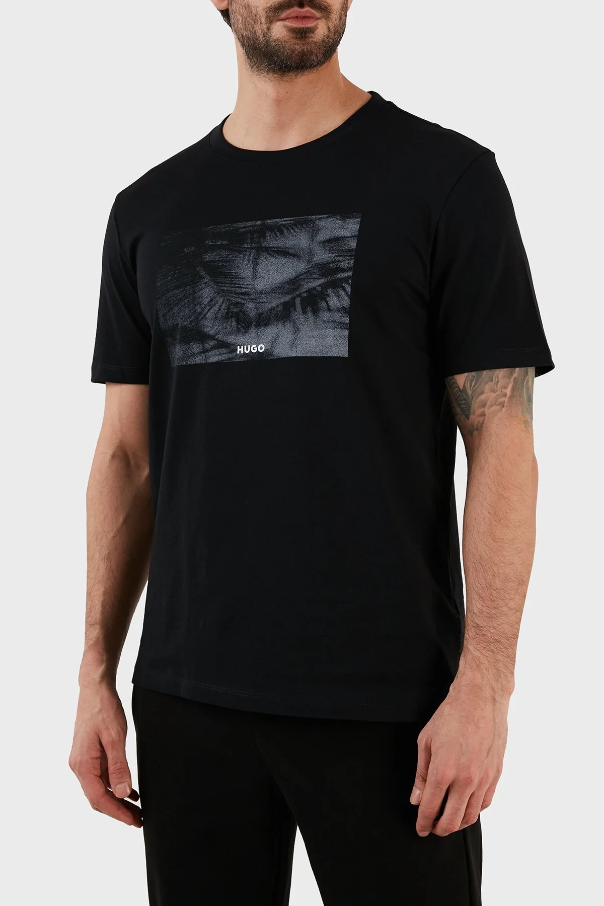 Hugo Pamuklu Regular Fit Bisiklet Yaka Erkek T Shirt 50488913 001 SİYAH - 4