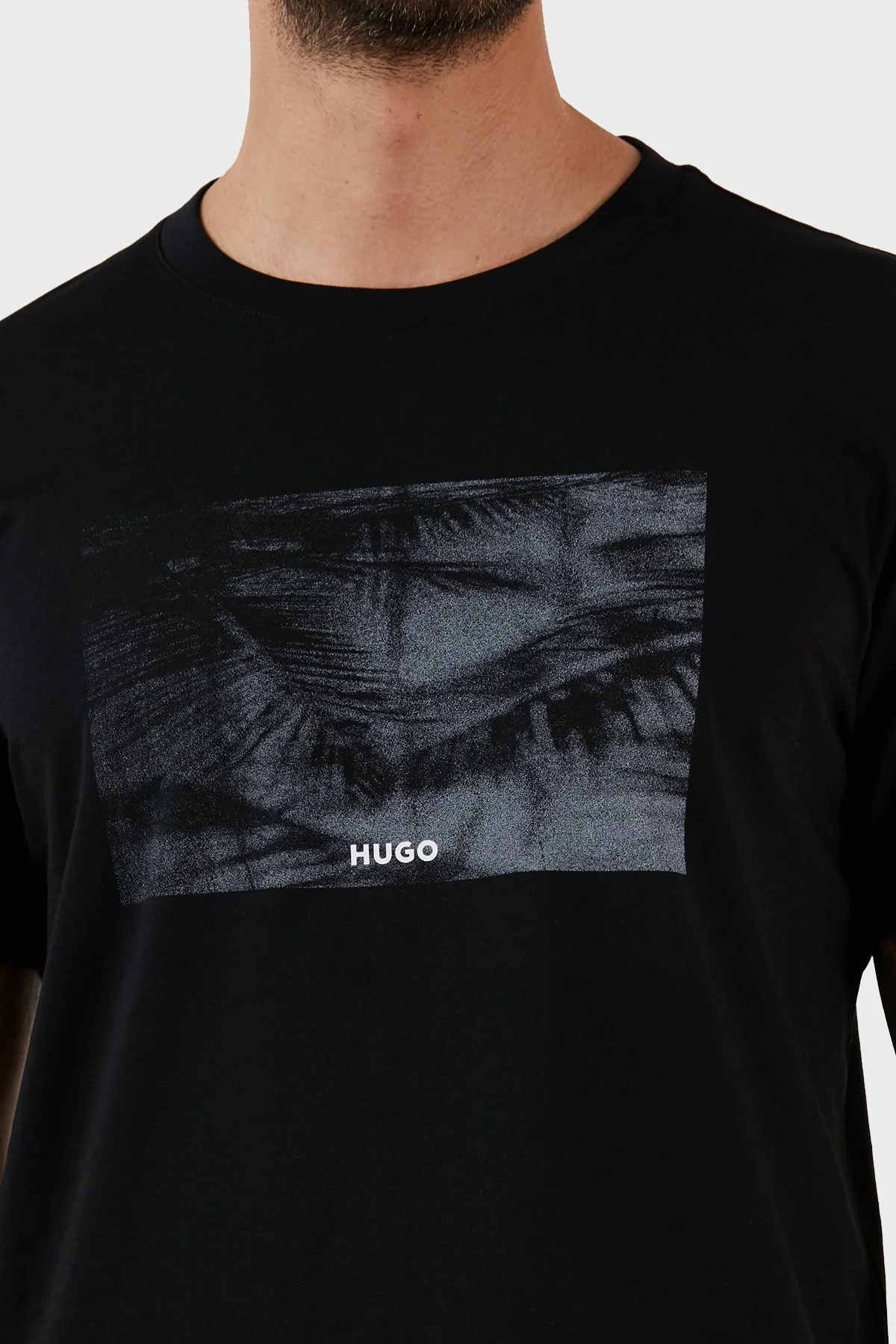 Hugo Pamuklu Regular Fit Bisiklet Yaka Erkek T Shirt 50488913 001 SİYAH - 5