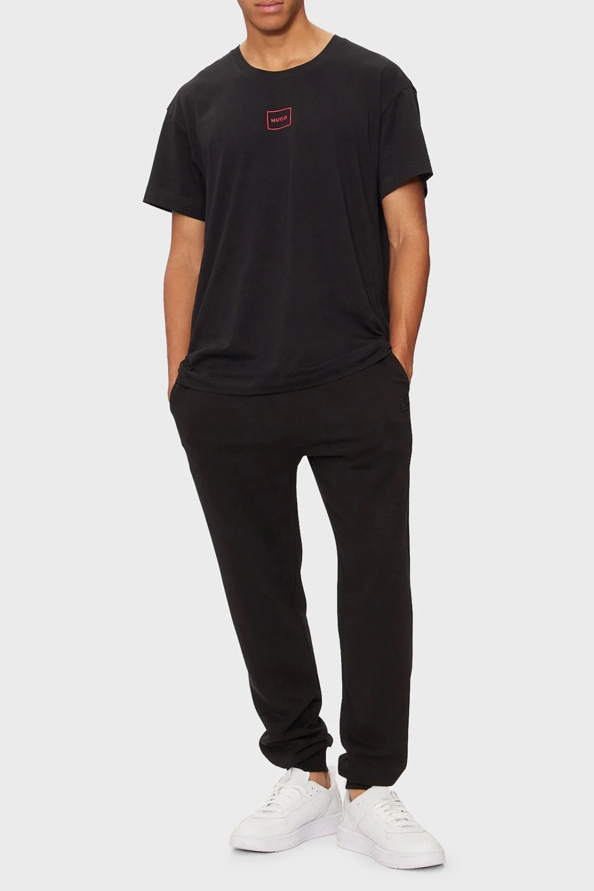 Hugo Pamuklu Regular Fit Bisiklet Yaka Logolu Erkek T Shirt 50525236 001 SİYAH - 2