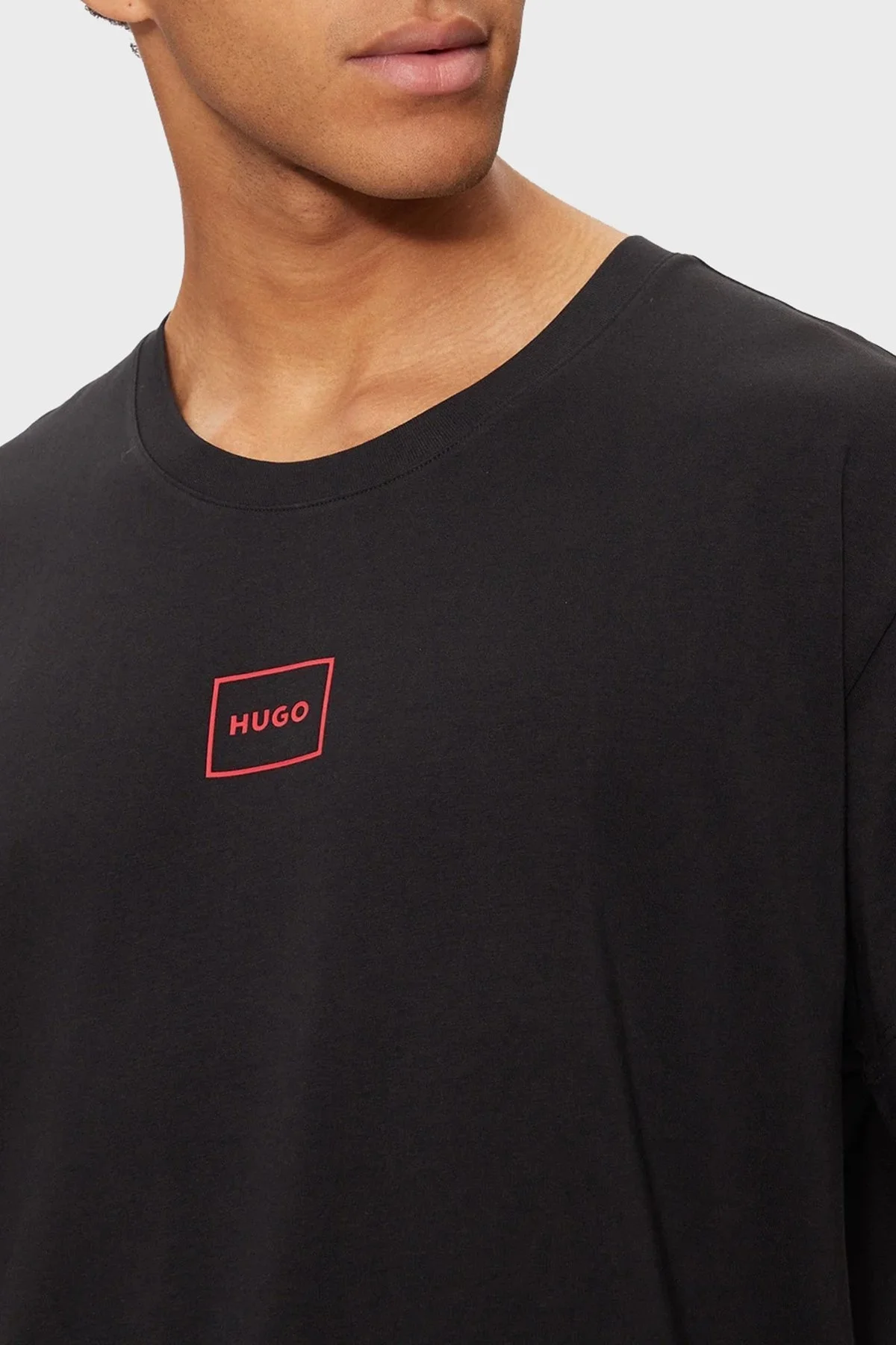 Hugo Pamuklu Regular Fit Bisiklet Yaka Logolu Erkek T Shirt 50525236 001 SİYAH - 4