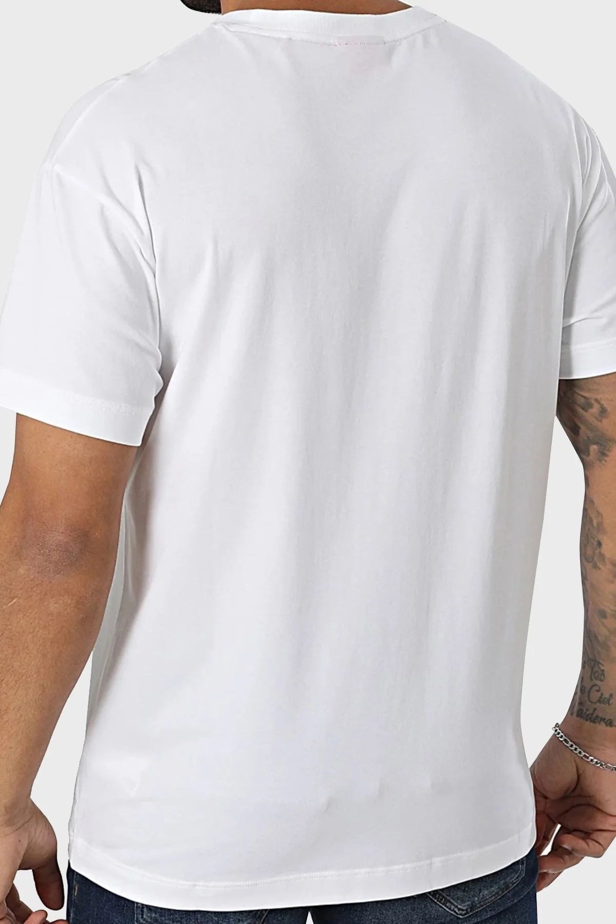 Hugo Pamuklu Regular Fit Bisiklet Yaka Logolu Erkek T Shirt 50525236 100 BEYAZ - 3