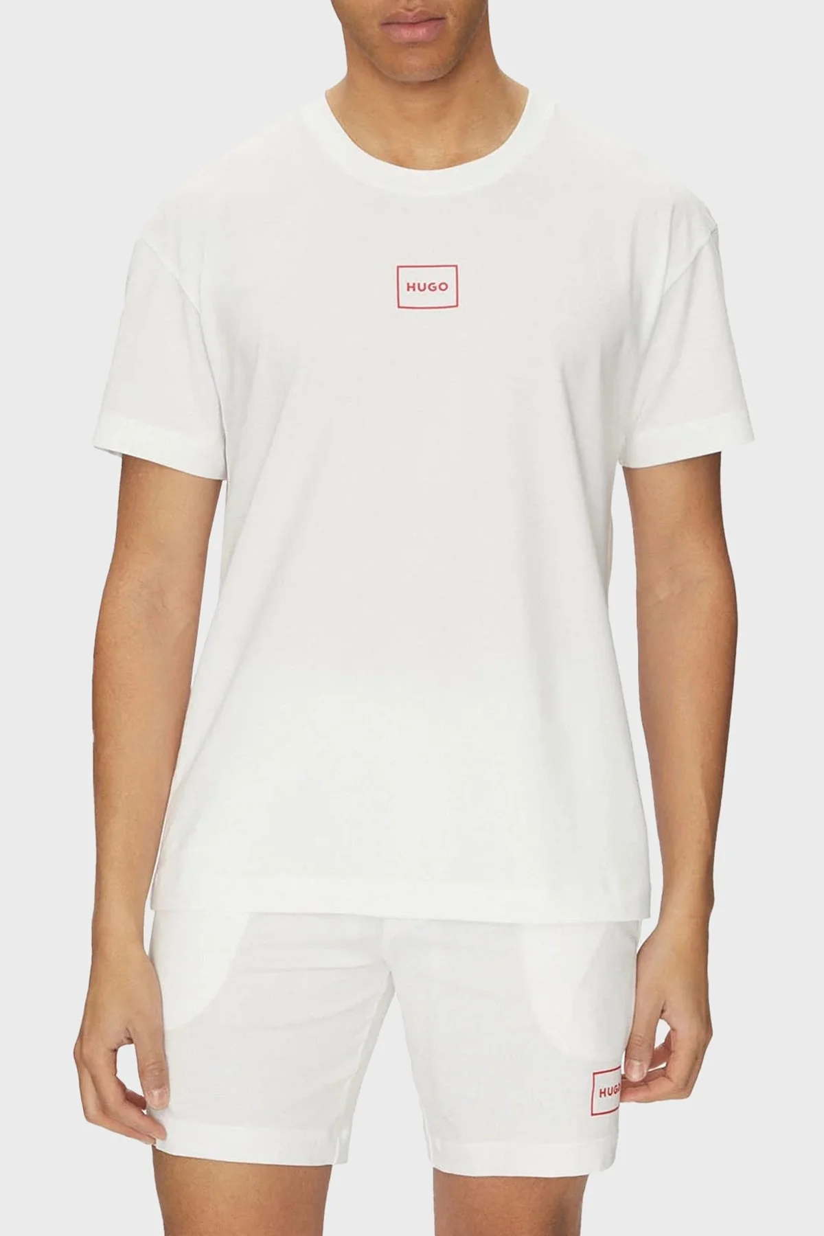 Hugo Pamuklu Regular Fit Bisiklet Yaka Logolu Erkek T Shirt 50525236 101 BEYAZ - 1