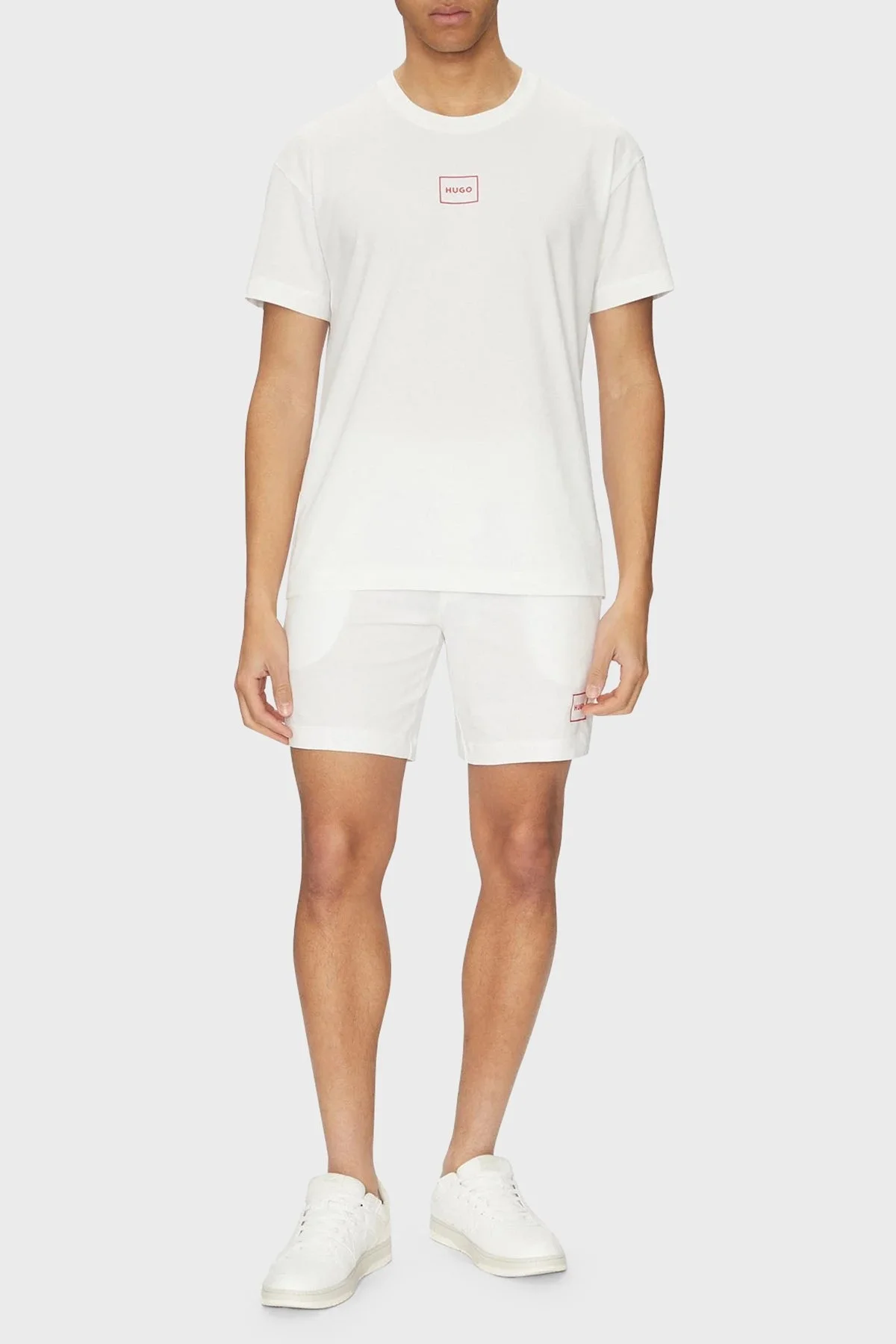 Hugo Pamuklu Regular Fit Bisiklet Yaka Logolu Erkek T Shirt 50525236 101 BEYAZ - 2