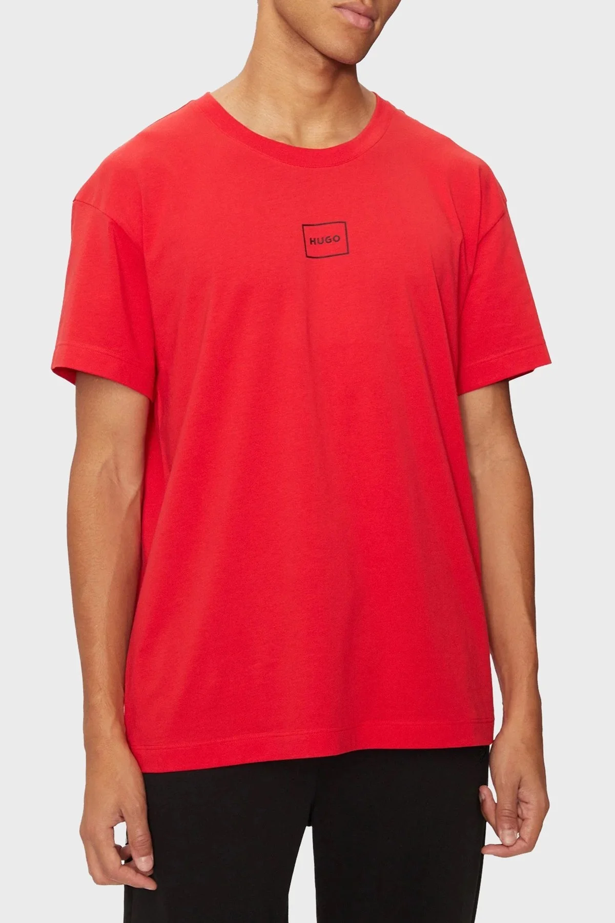 Hugo Pamuklu Regular Fit Bisiklet Yaka Logolu Erkek T Shirt 50525236 693 KIRMIZI - 1