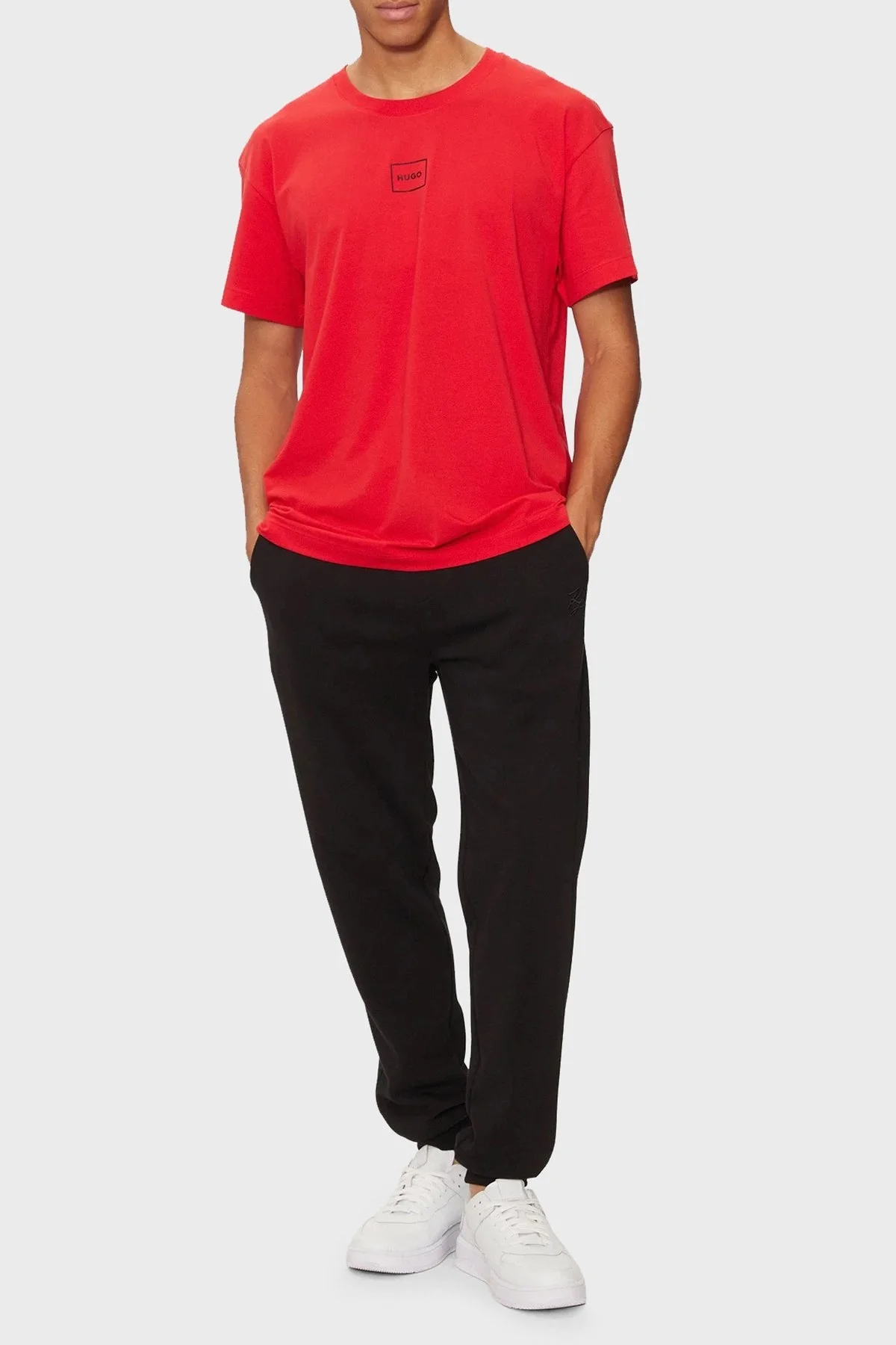 Hugo Pamuklu Regular Fit Bisiklet Yaka Logolu Erkek T Shirt 50525236 693 KIRMIZI - 2