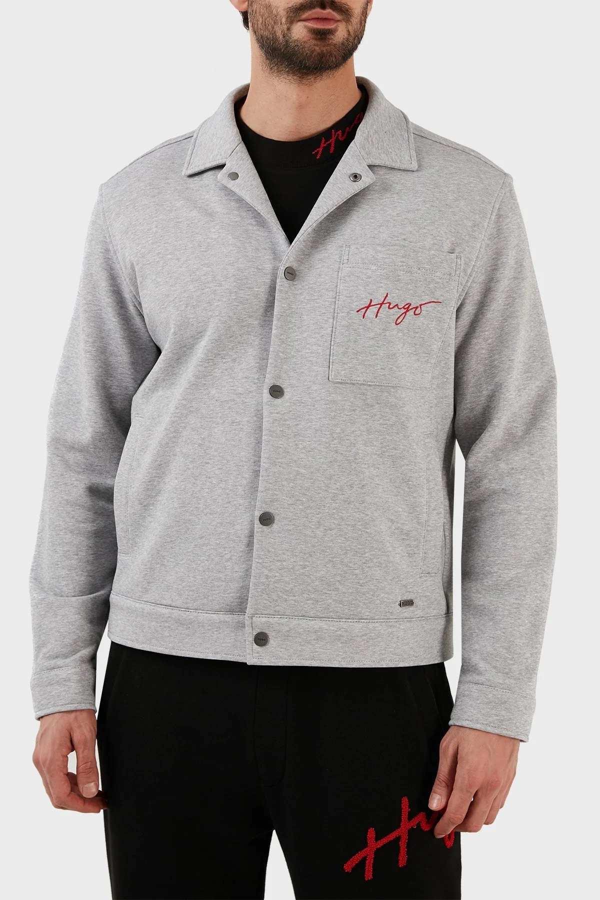 Hugo Pamuklu Regular Fit Cepli Spor Erkek Ceket 50496149 081 GRİ - 8