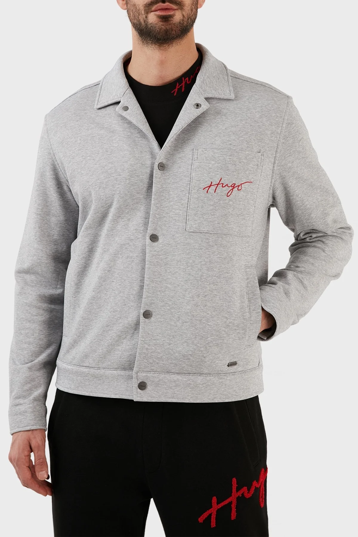 Hugo Pamuklu Regular Fit Cepli Spor Erkek Ceket 50496149 081 GRİ - 9