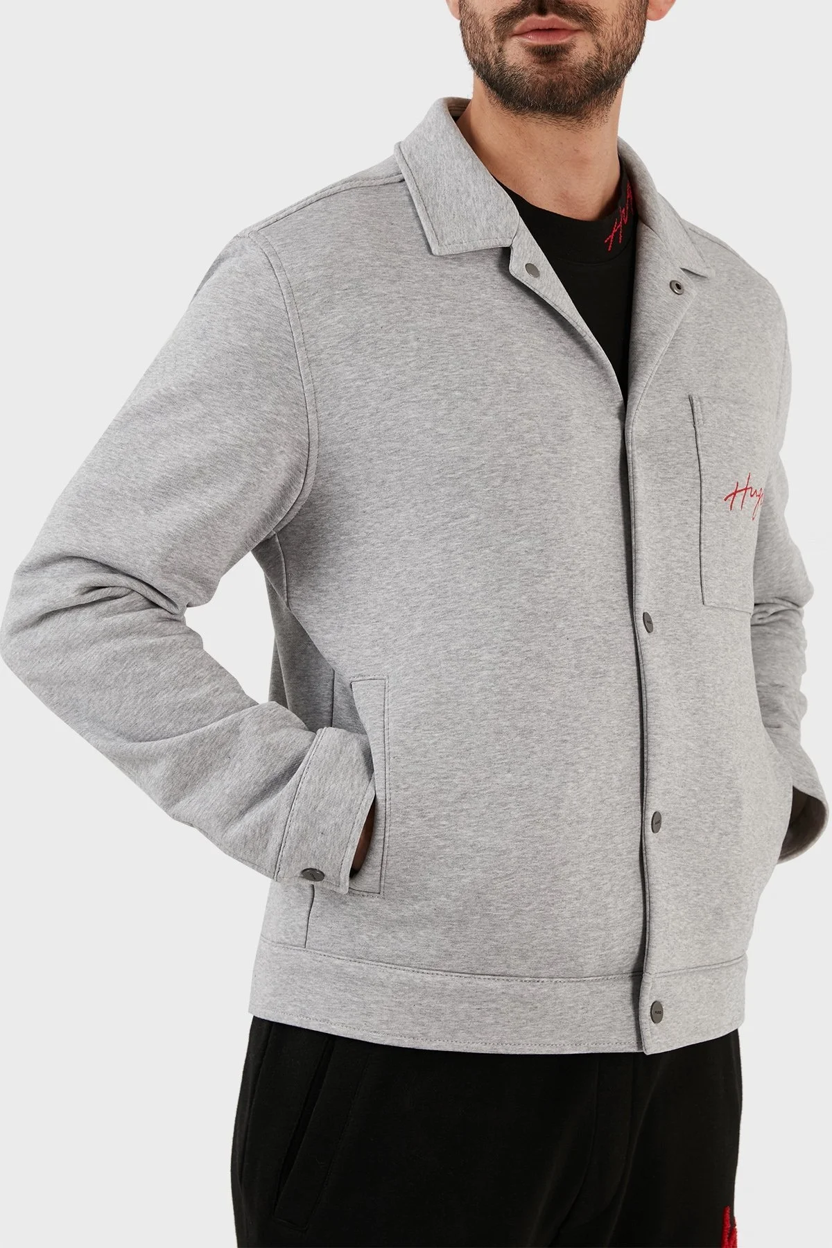 Hugo Pamuklu Regular Fit Cepli Spor Erkek Ceket 50496149 081 GRİ - 10
