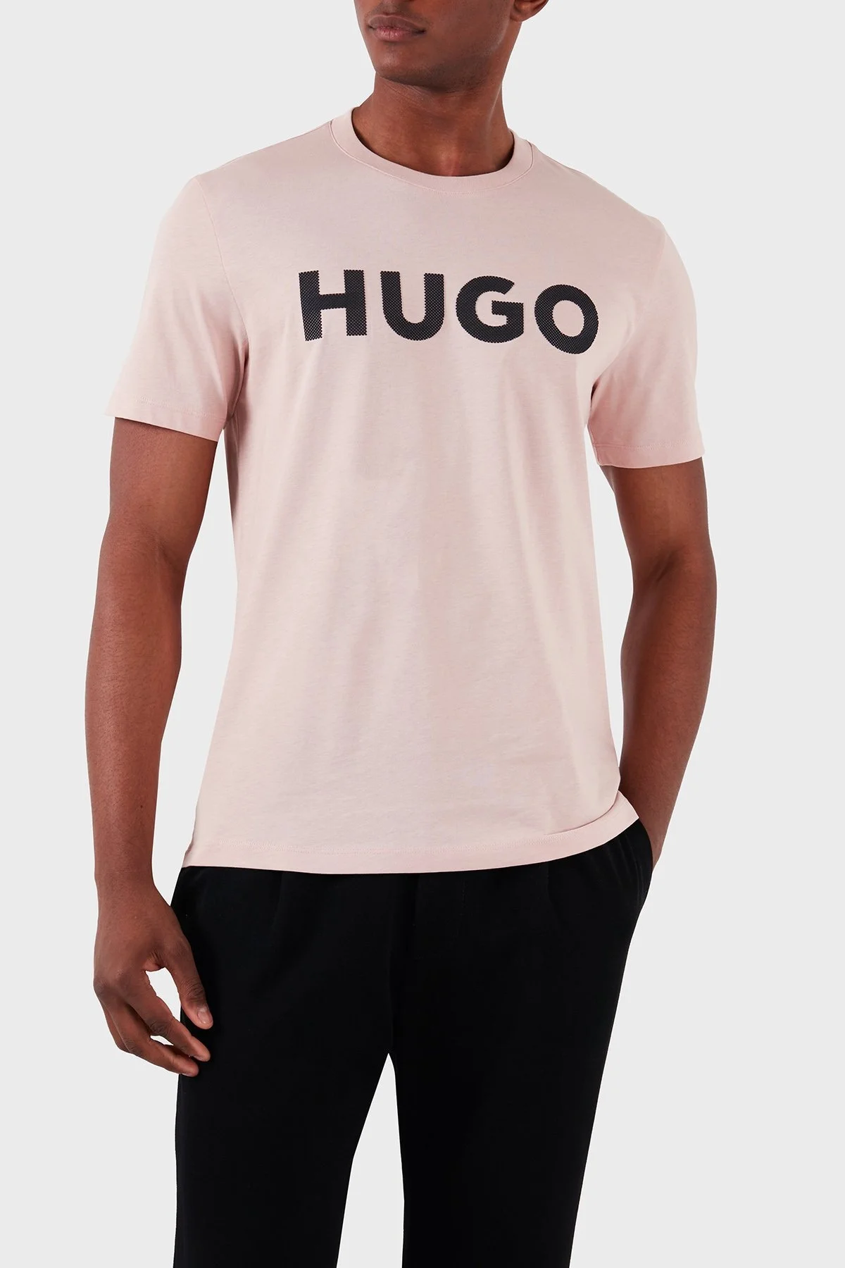 Hugo Pamuklu Regular Fit Erkek T Shirt 50513309 681 PUDRA - 5