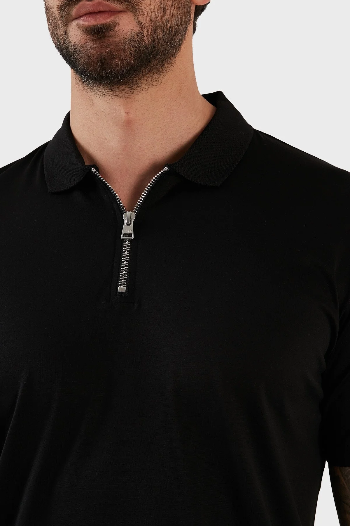 Hugo Pamuklu Regular Fit Fermuarlı Erkek Polo T Shirt 50482890 001 SİYAH - 5