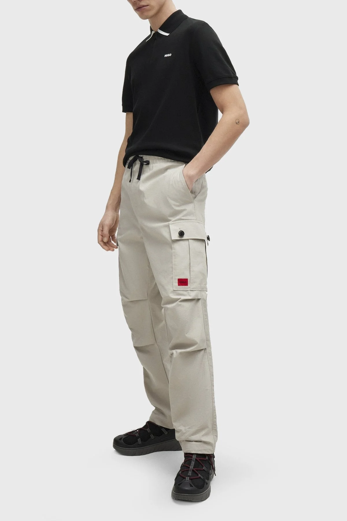 Hugo Pamuklu Regular Fit Fermuarlı Erkek Polo Yaka T Shirt 50511721 001 SİYAH - 3