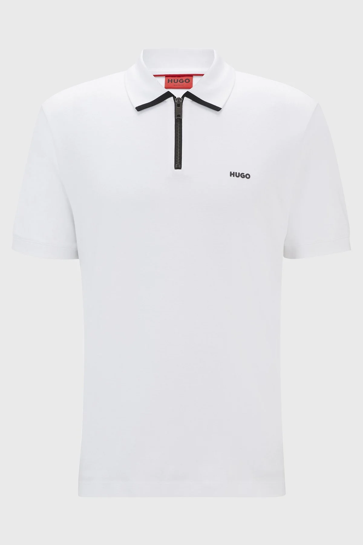 Hugo Pamuklu Regular Fit Fermuarlı Yaka T Shirt Erkek Polo 50511721 100 BEYAZ - 5