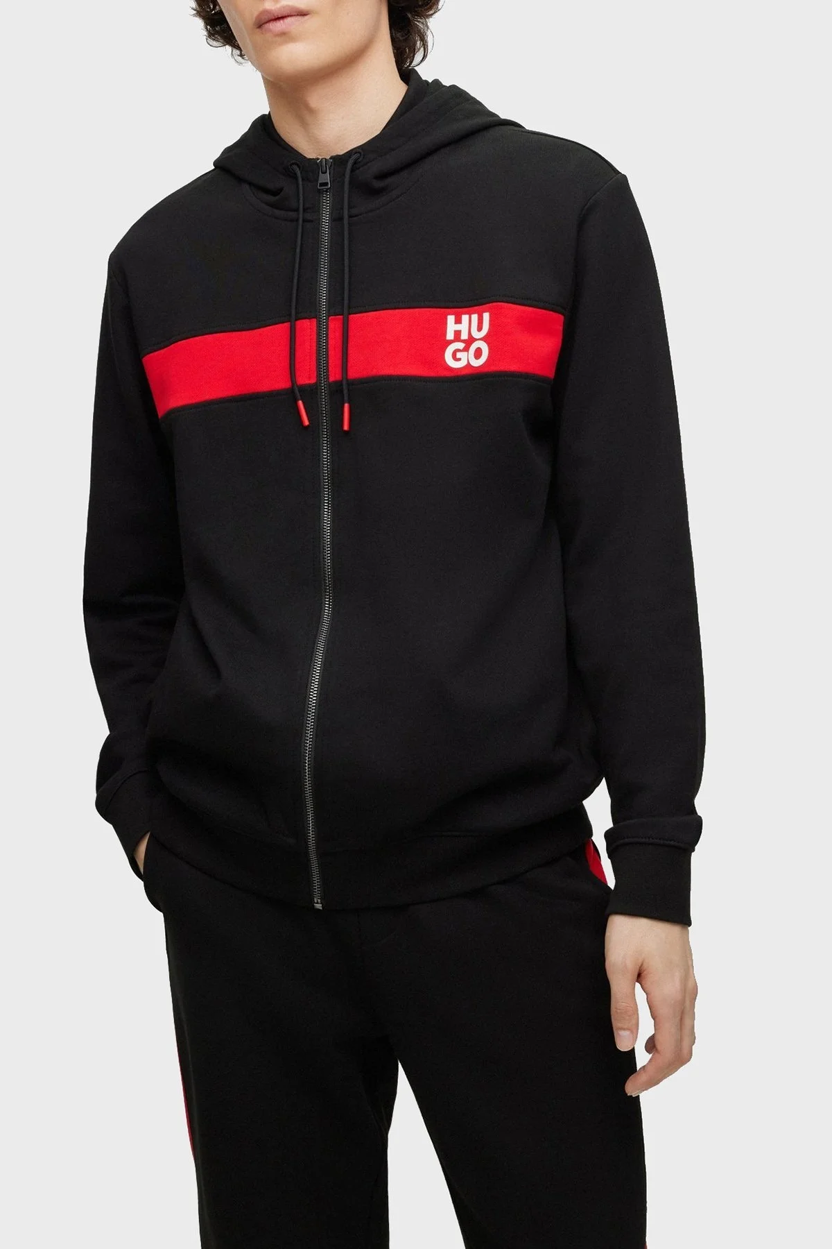 Hugo Pamuklu Regular Fit Fermuarlı Kapüşonlu Erkek Eşofman Takımı 50485042 001 SİYAH - 2