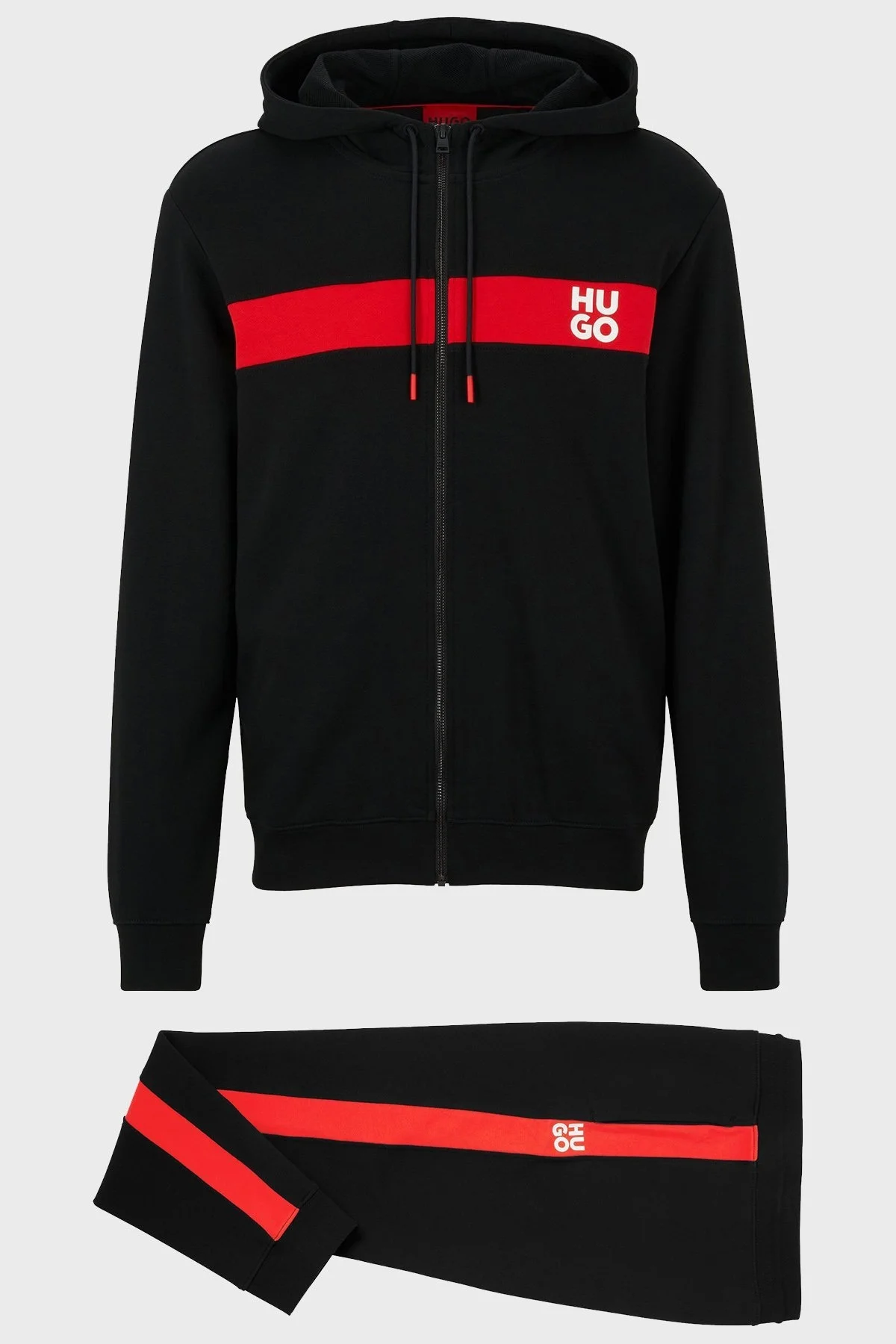 Hugo Pamuklu Regular Fit Fermuarlı Kapüşonlu Erkek Eşofman Takımı 50485042 001 SİYAH - 5