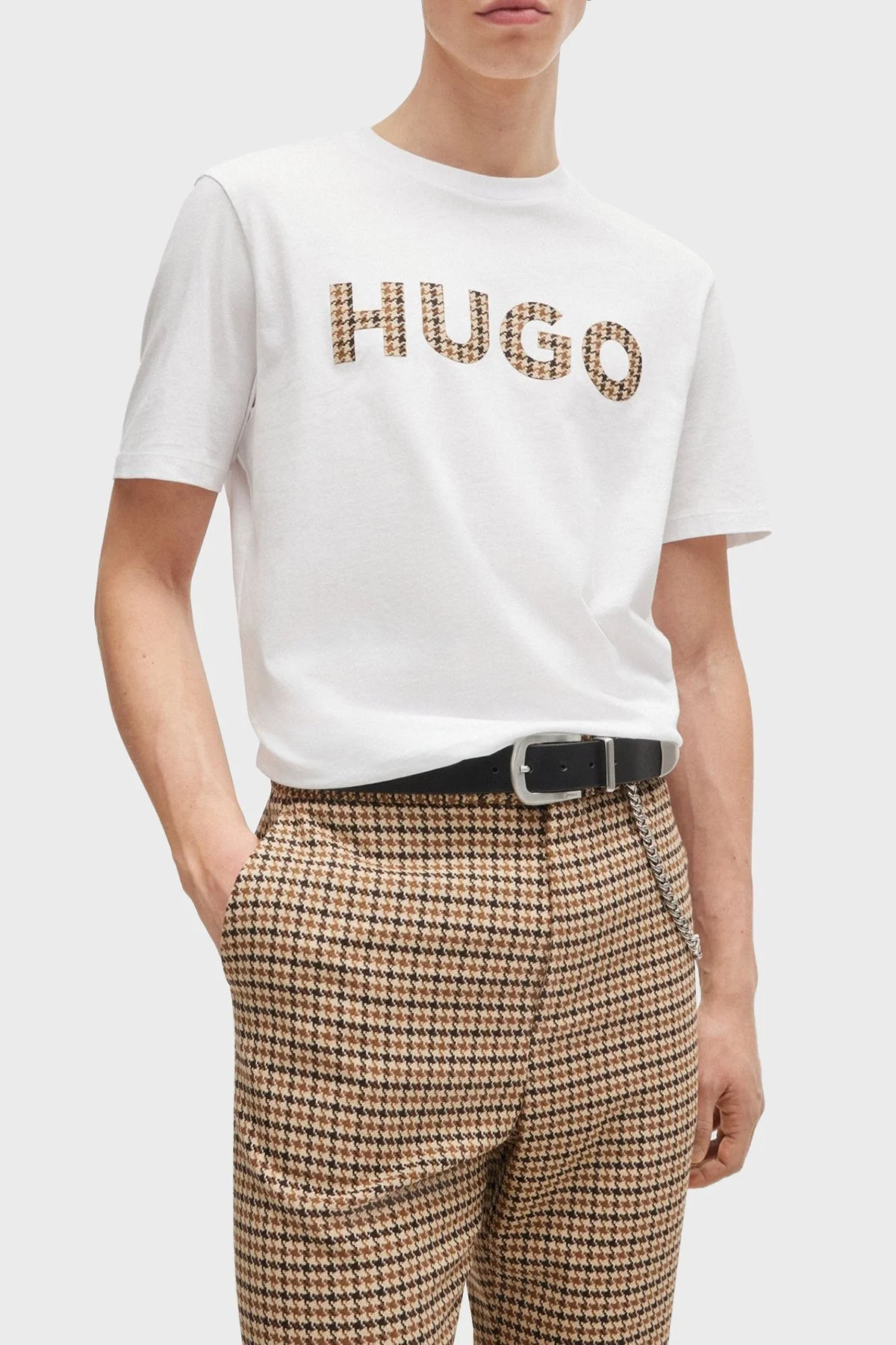 Hugo Pamuklu Regular Fit Logolu Bisiklet Yaka Erkek T Shirt 50519724 100 BEYAZ - 1