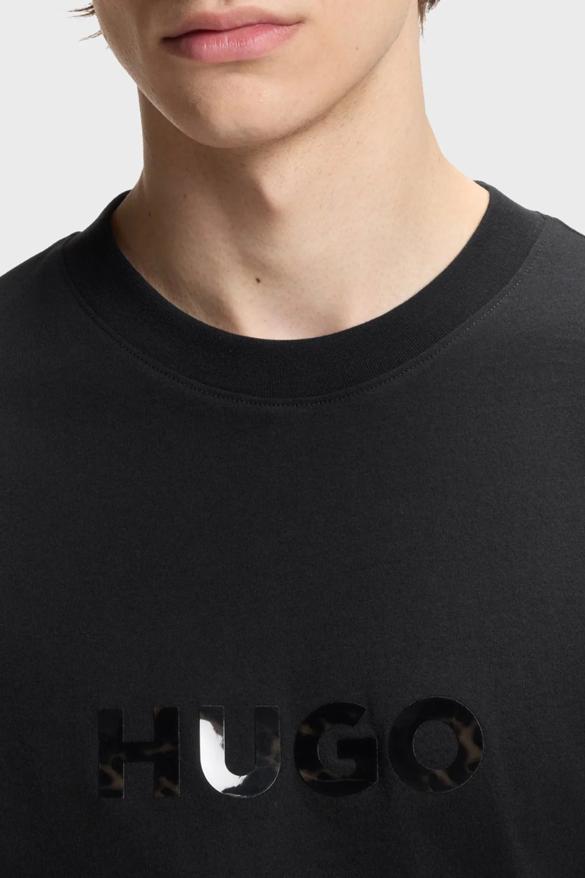 Hugo Pamuklu Regular Fit Logolu Bisiklet Yaka Erkek T Shirt 50557437 001 SİYAH - 4