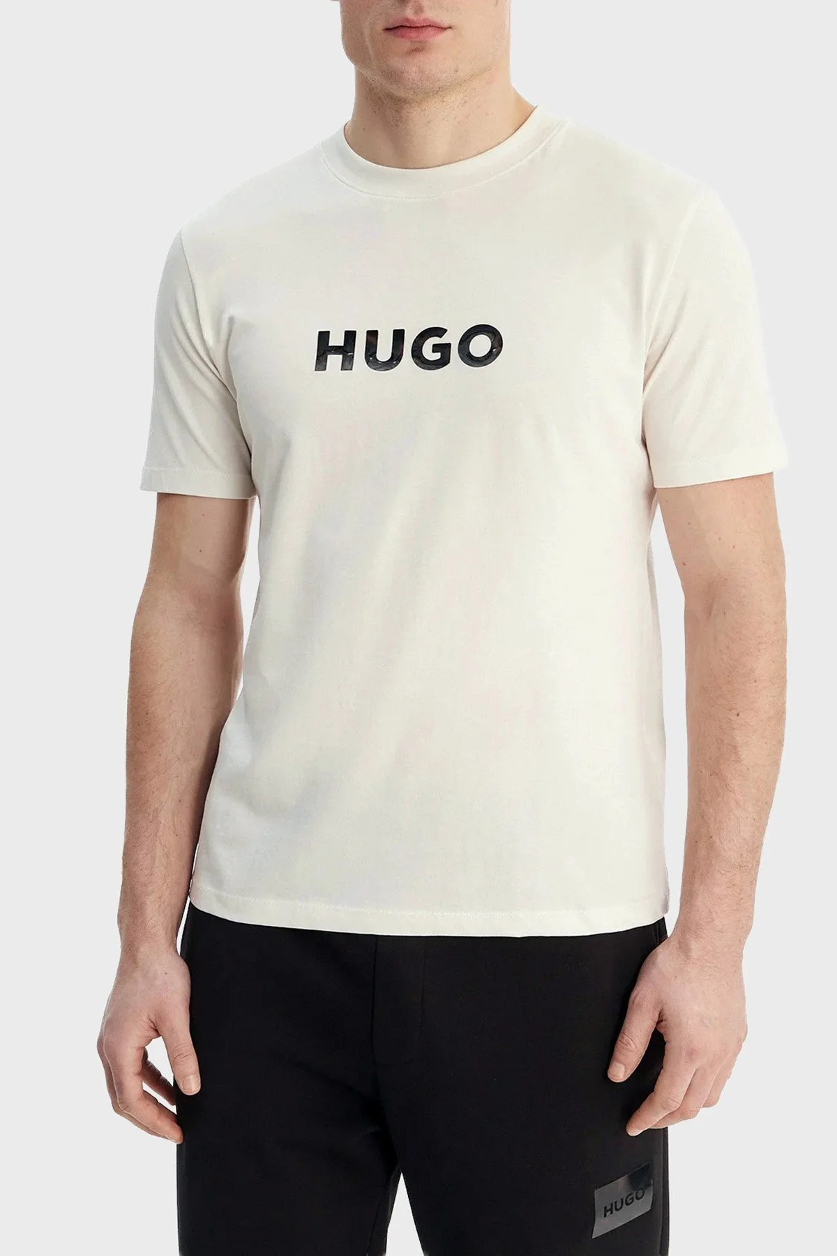 Hugo Pamuklu Regular Fit Logolu Bisiklet Yaka Erkek T Shirt 50557437 102 EKRU - 1