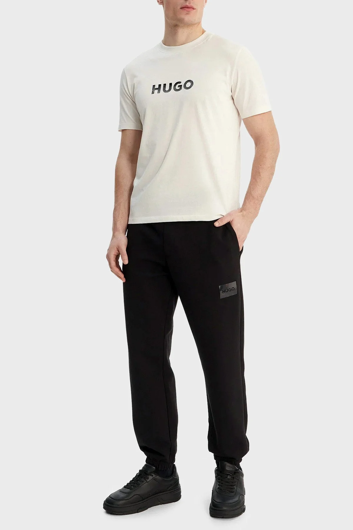 Hugo Pamuklu Regular Fit Logolu Bisiklet Yaka Erkek T Shirt 50557437 102 EKRU - 2