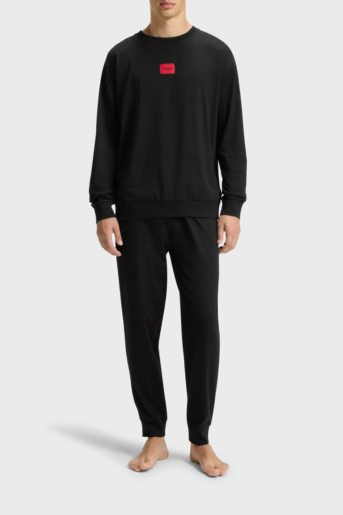 Hugo Pamuklu Regular Fit Uzun Kollu Logolu Erkek Pijama Takımı 50549188 001 SİYAH - 1