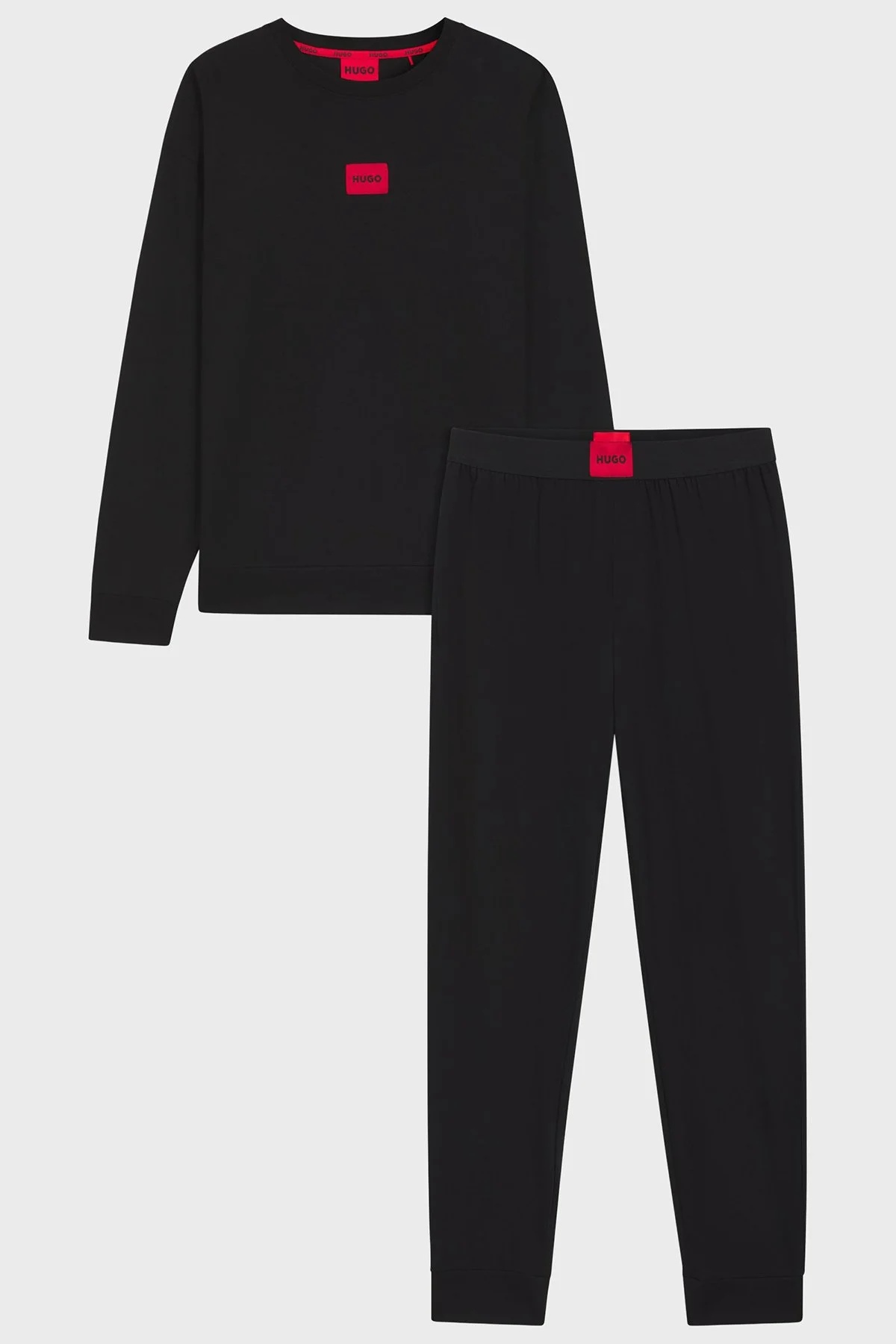 Hugo Pamuklu Regular Fit Uzun Kollu Logolu Erkek Pijama Takımı 50549188 001 SİYAH - 5