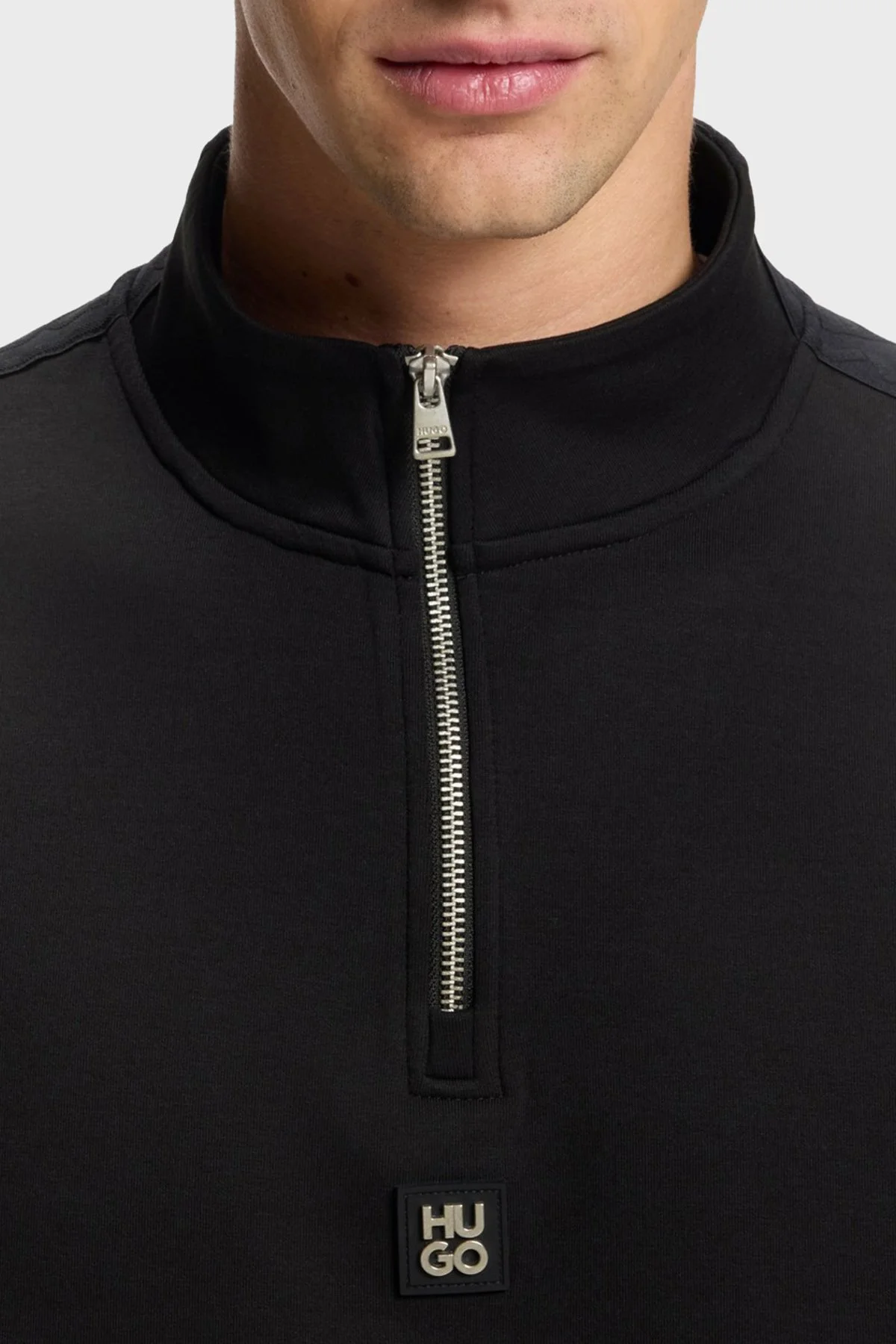 Hugo Pamuklu Regular Fit Yarım Fermuarlı Dik Yaka Erkek Sweat 50546402 001 SİYAH - 4