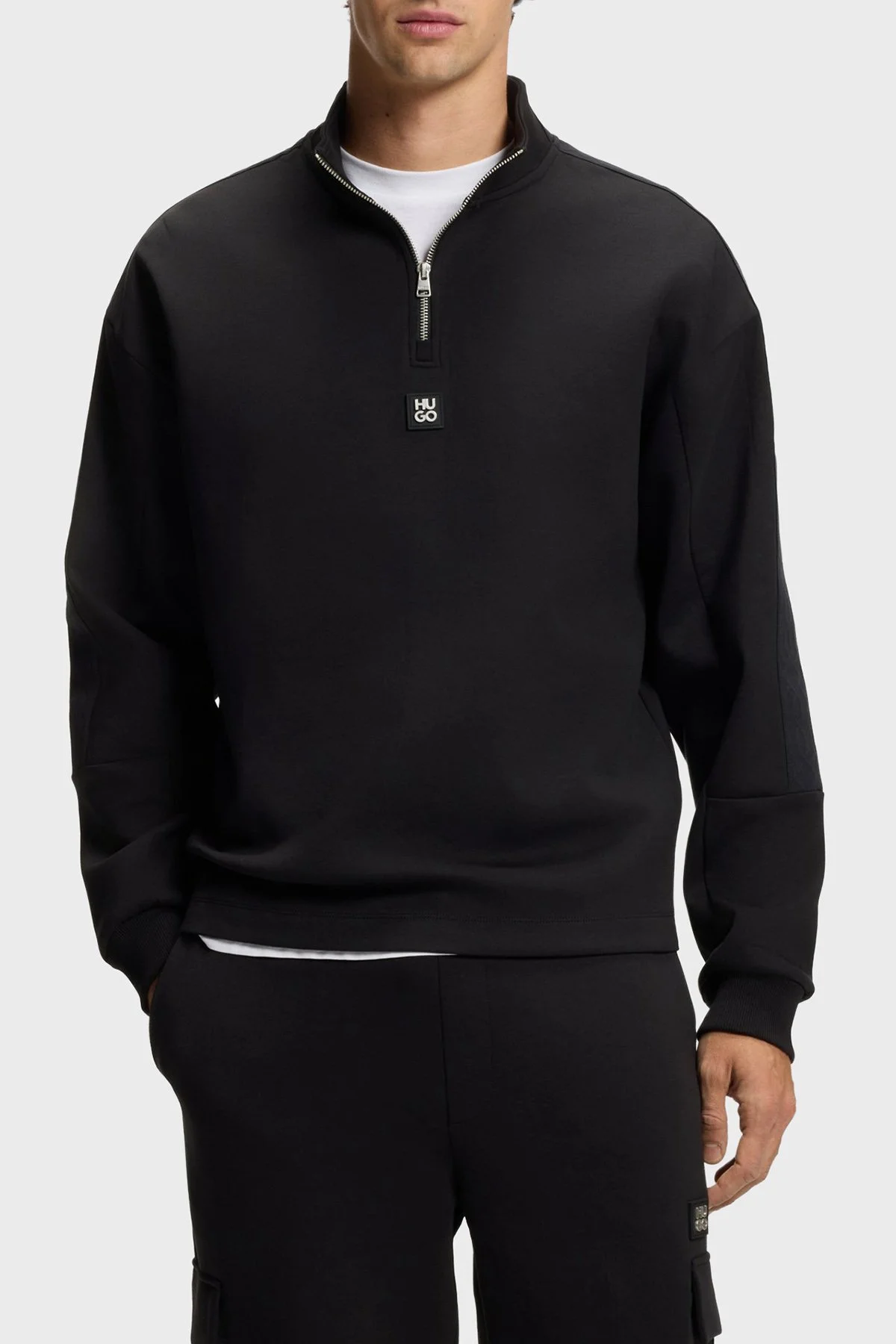 Hugo Pamuklu Regular Fit Yarım Fermuarlı Dik Yaka Erkek Sweat 50546402 001 SİYAH - 1