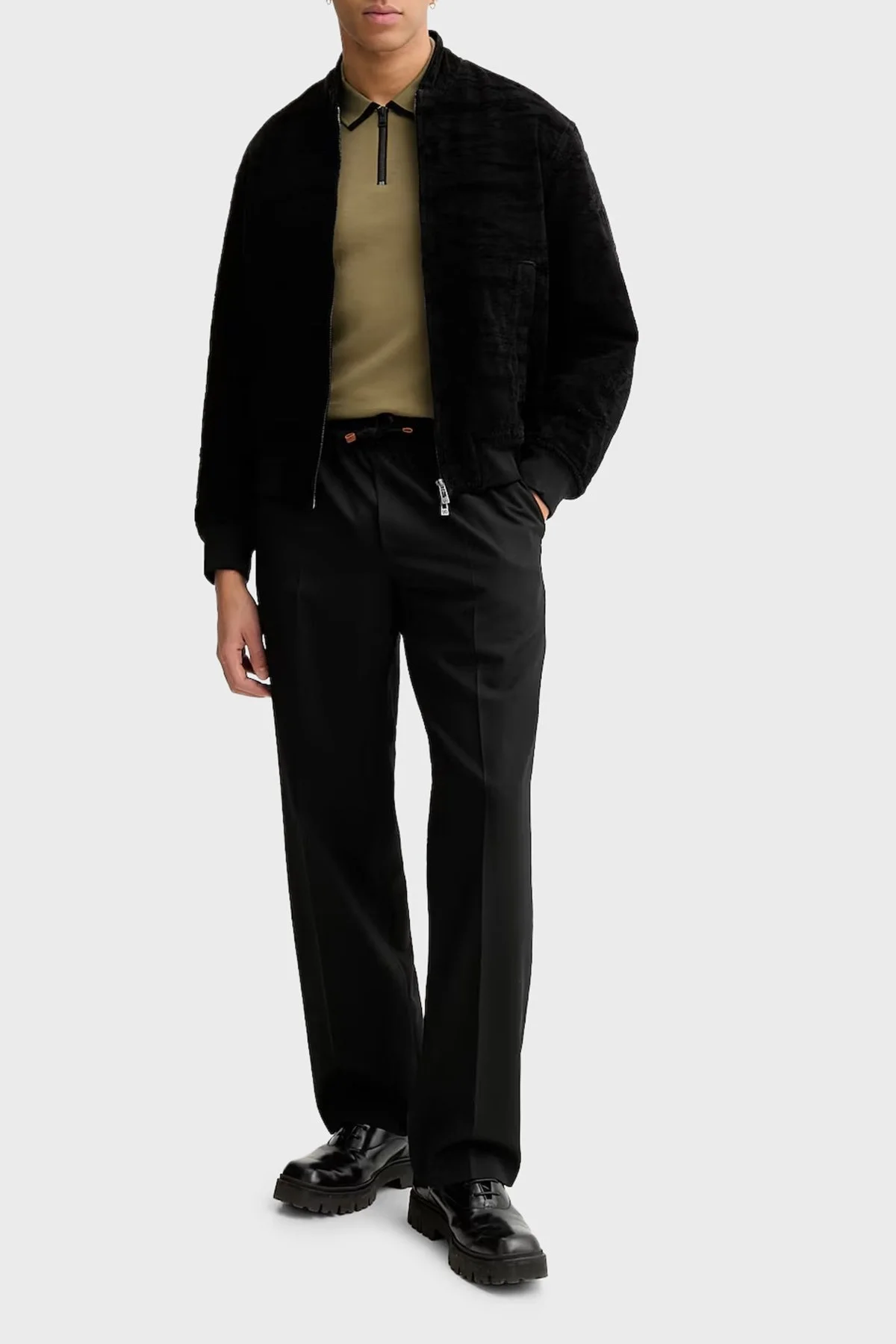 Hugo Pamuklu Regular Fit Yarım Fermuarlı Erkek Polo 50511721 389 HAKİ - 2