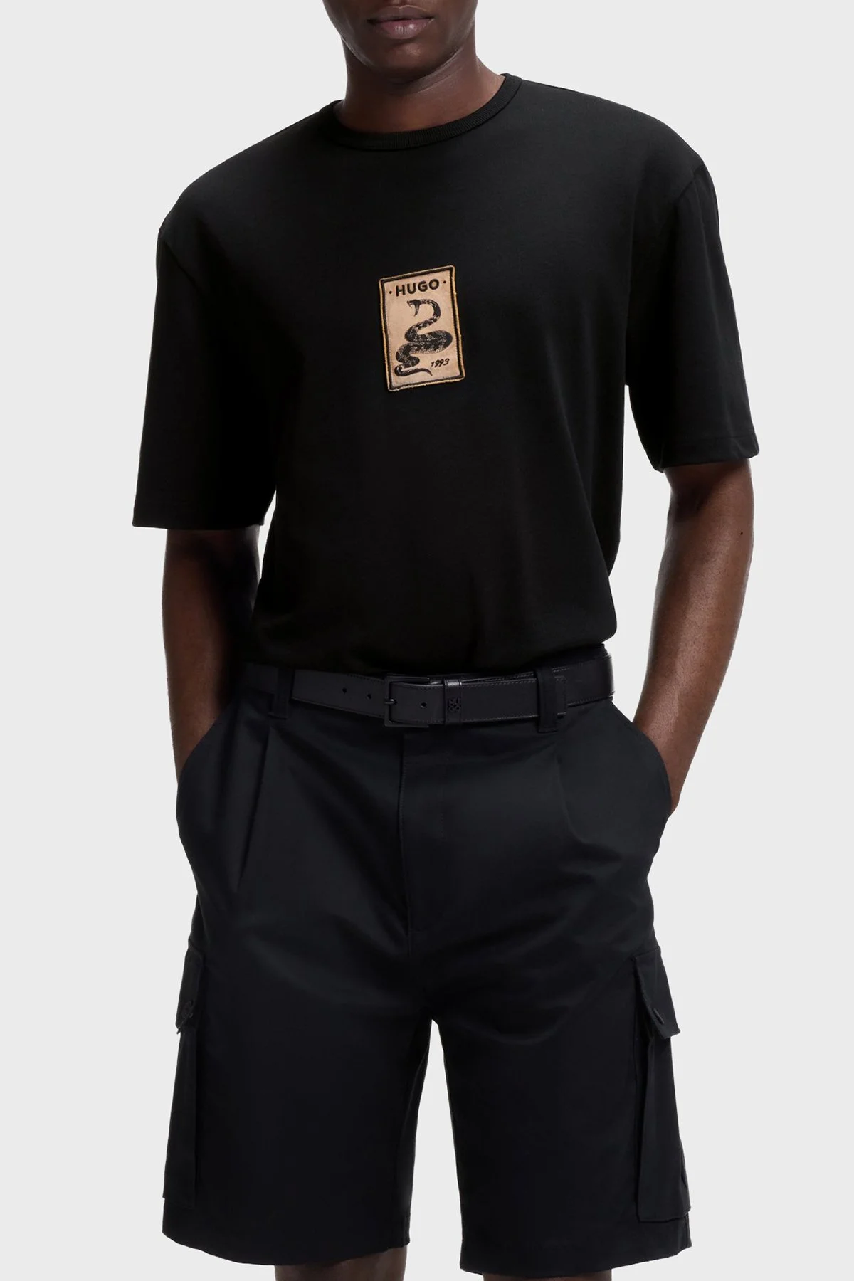 Hugo Pamuklu Relaxed Fit Baskılı Bisiklet Yaka Erkek T Shirt 50558407 001 SİYAH - 1