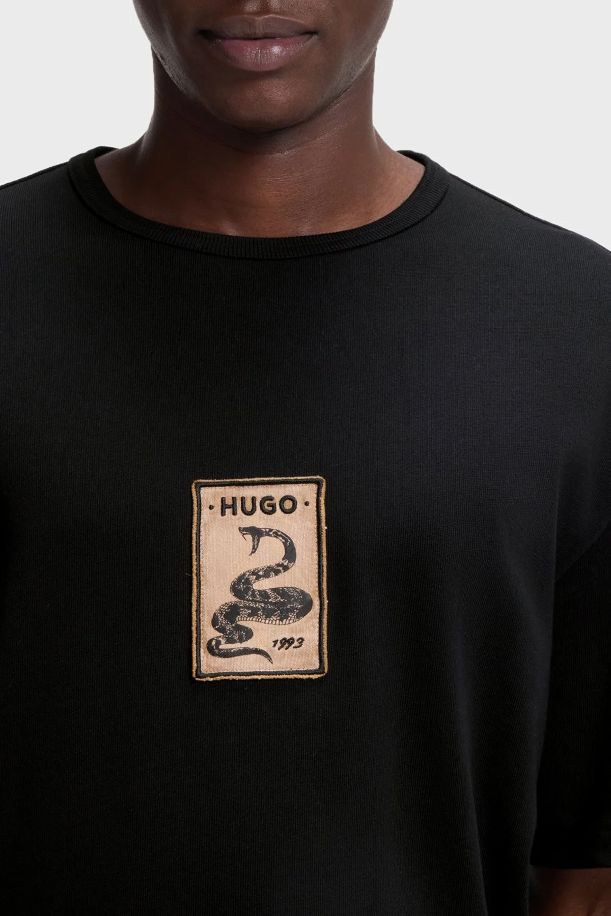 Hugo Pamuklu Relaxed Fit Baskılı Bisiklet Yaka Erkek T Shirt 50558407 001 SİYAH - 4