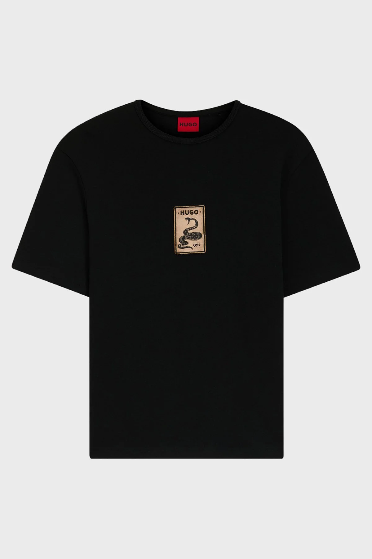 Hugo Pamuklu Relaxed Fit Baskılı Bisiklet Yaka Erkek T Shirt 50558407 001 SİYAH - 5