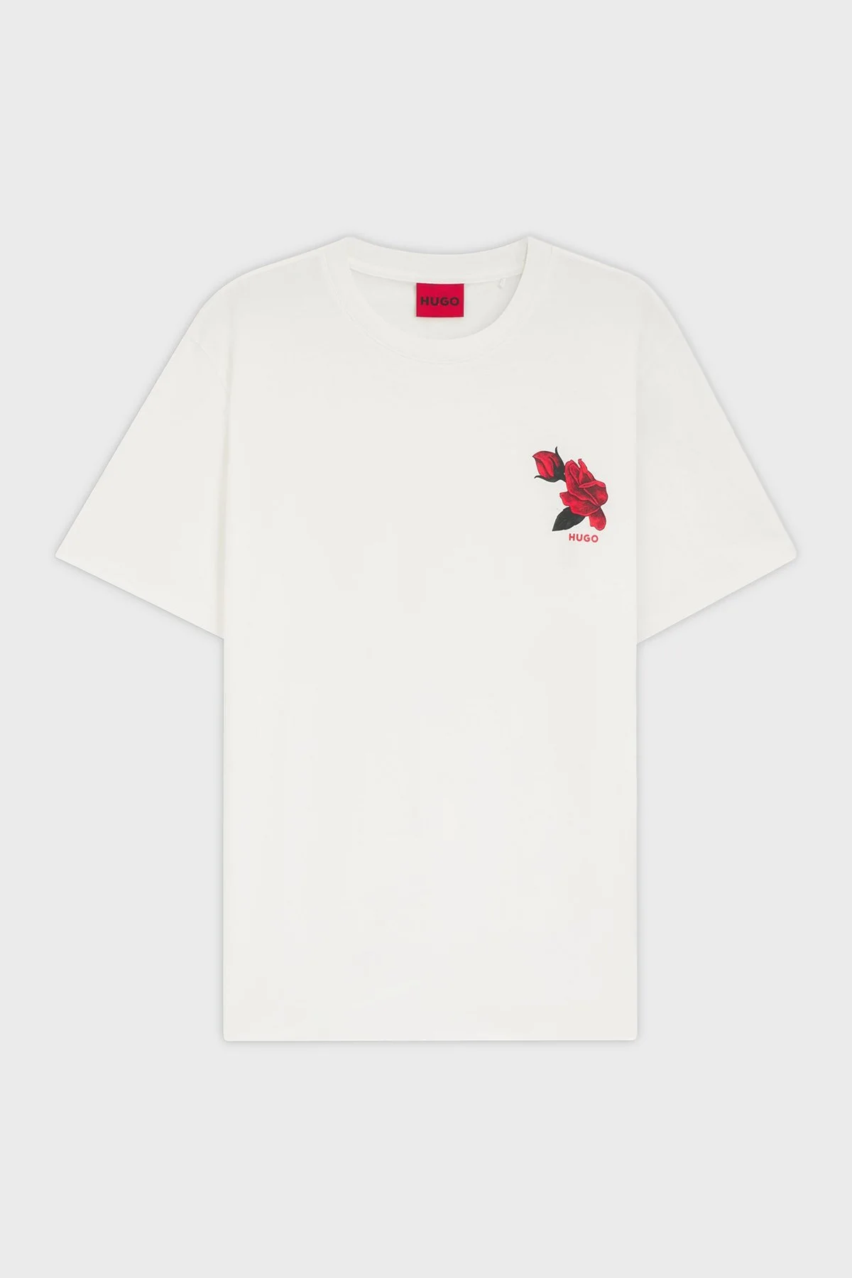 Hugo Pamuklu Relaxed Fit Baskılı Bisiklet Yaka Erkek T Shirt 50564024 102 EKRU - 5