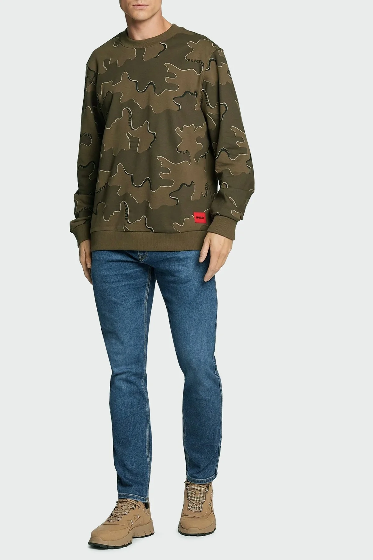 Hugo Pamuklu Relaxed Fit Bisiklet Yaka Erkek Sweat 50481347 965 HAKİ - 2