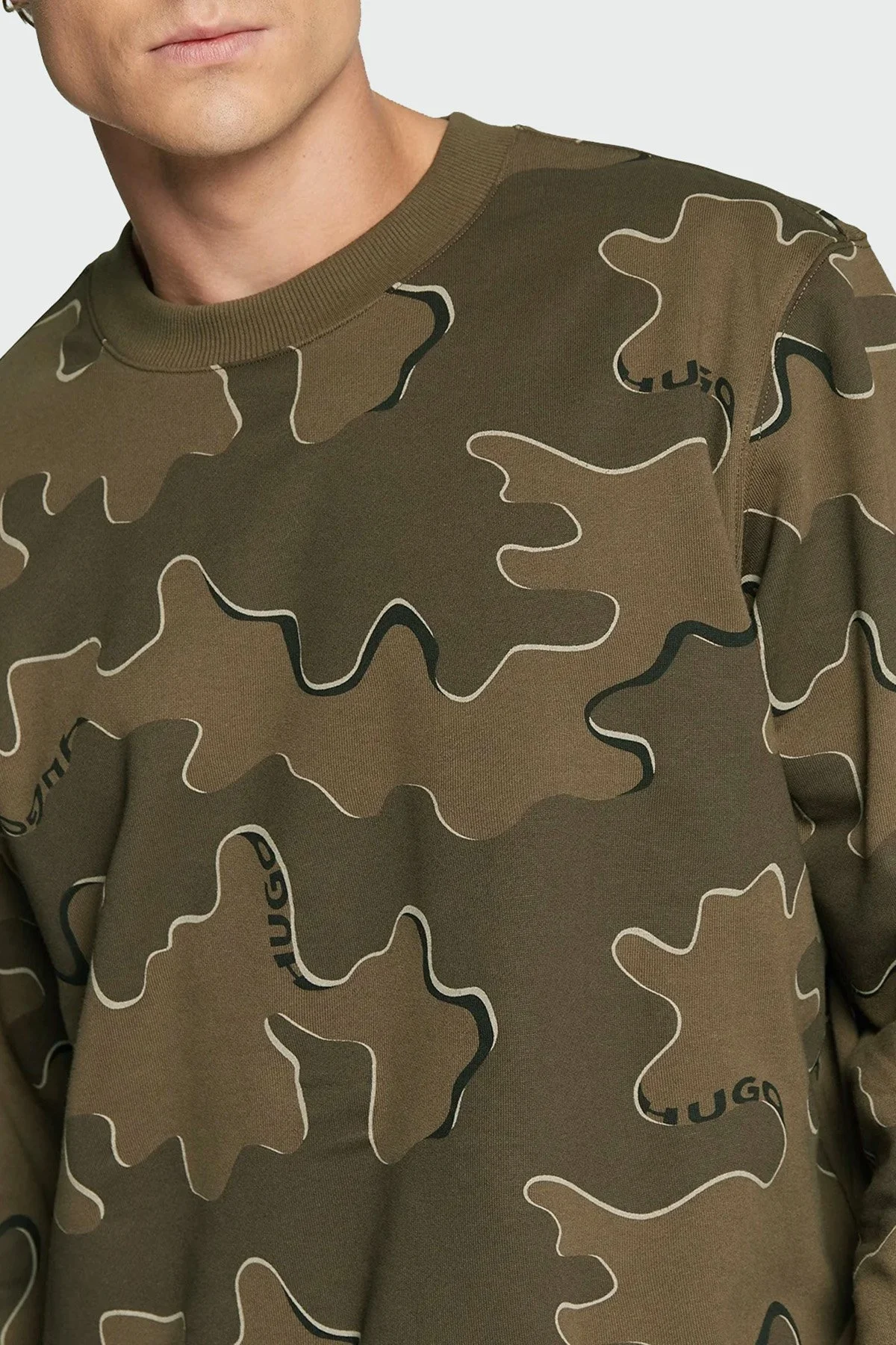 Hugo Pamuklu Relaxed Fit Bisiklet Yaka Erkek Sweat 50481347 965 HAKİ - 4