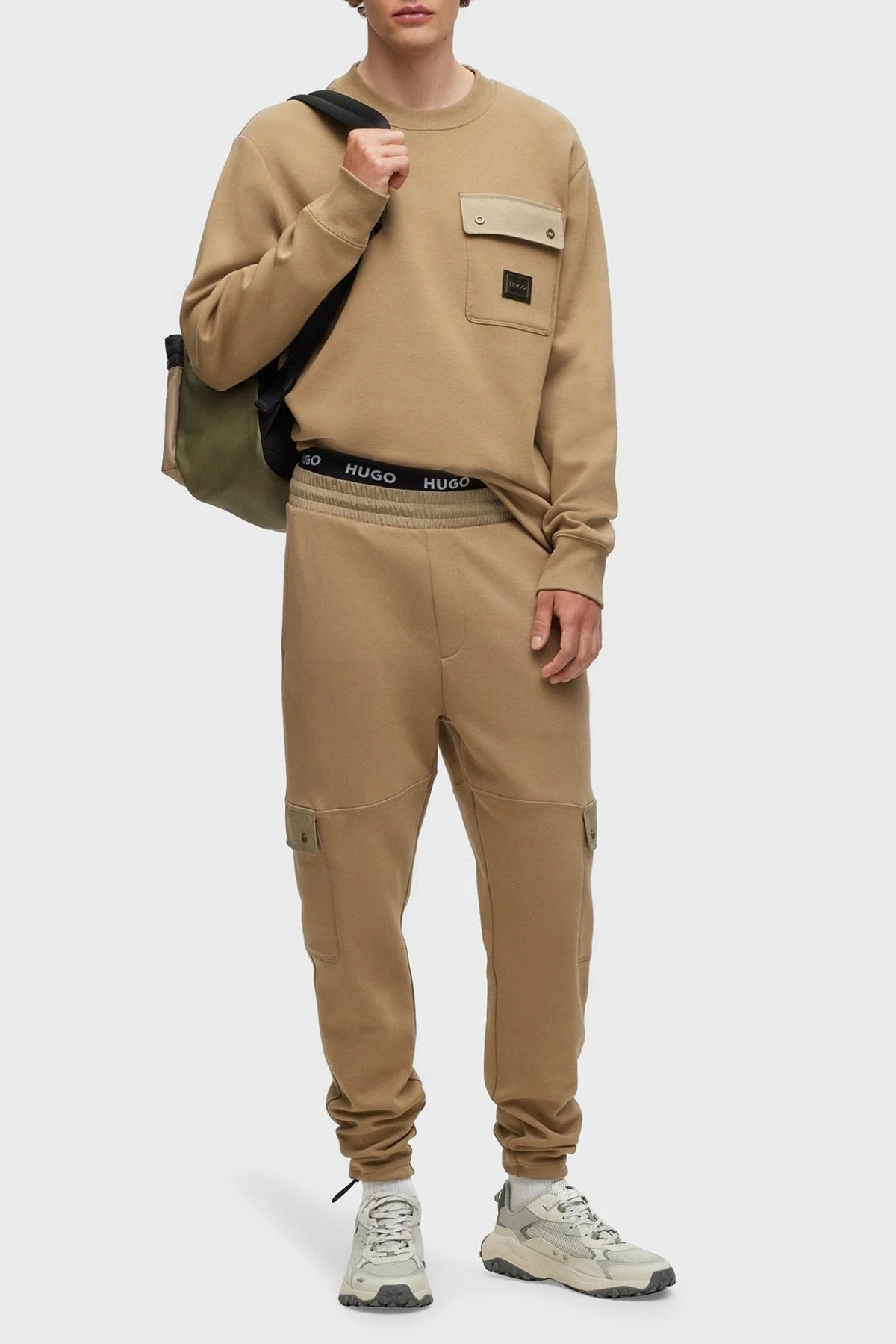 Hugo Pamuklu Relaxed Fit Bisiklet Yaka Erkek Sweat 50493037 242 AÇIK KAHVE - 3