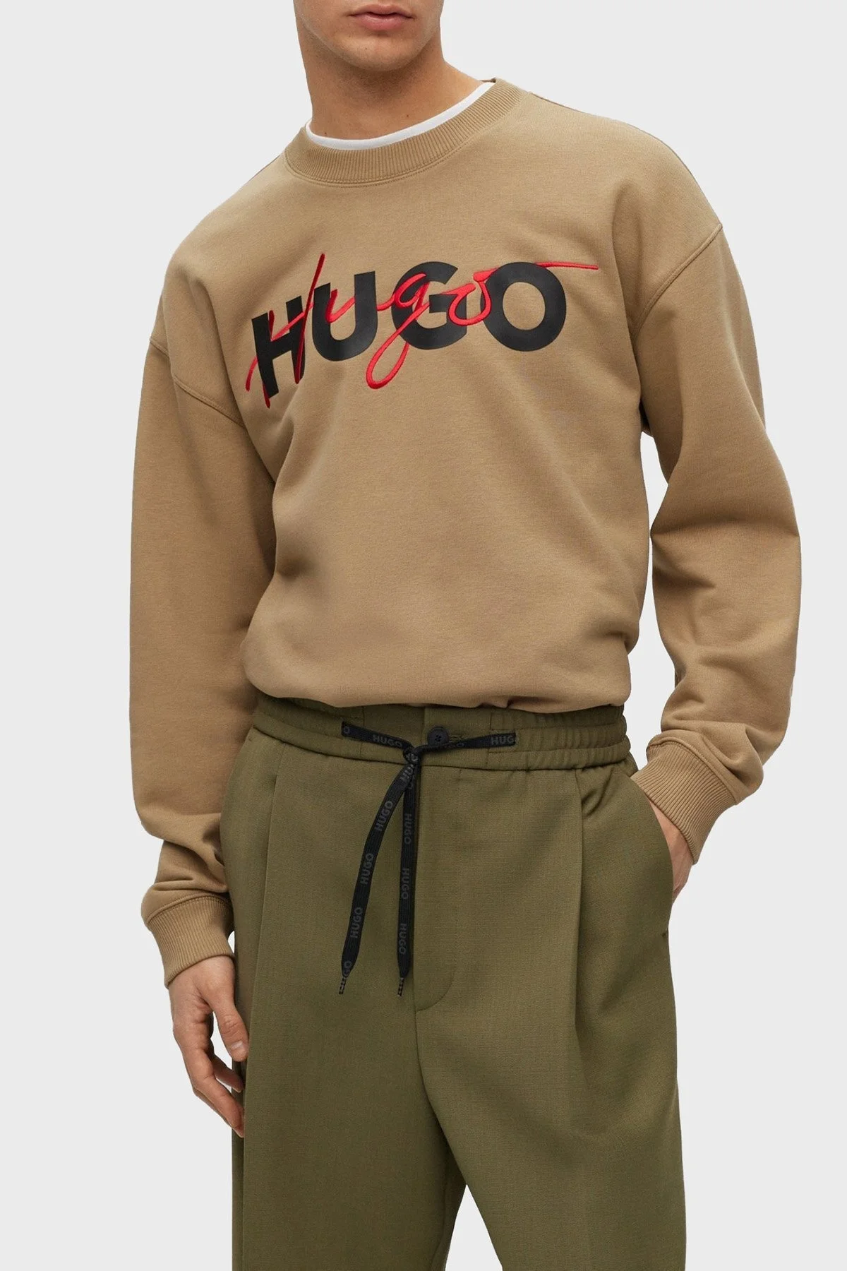 Hugo Pamuklu Relaxed Fit Bisiklet Yaka Erkek Sweat 50494558 242 AÇIK KAHVE - 1