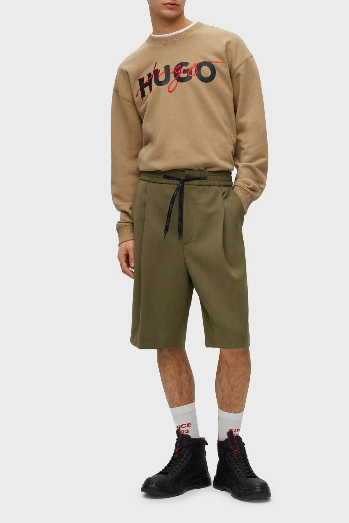 Hugo Pamuklu Relaxed Fit Bisiklet Yaka Erkek Sweat 50494558 242 AÇIK KAHVE - 3