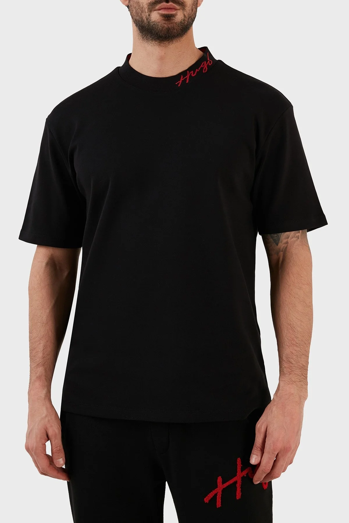 Hugo Pamuklu Relaxed Fit Bisiklet Yaka Erkek T Shirt 50482916 001 SİYAH - 1