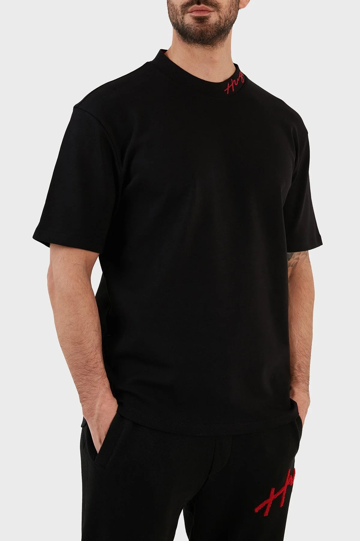 Hugo Pamuklu Relaxed Fit Bisiklet Yaka Erkek T Shirt 50482916 001 SİYAH - 2