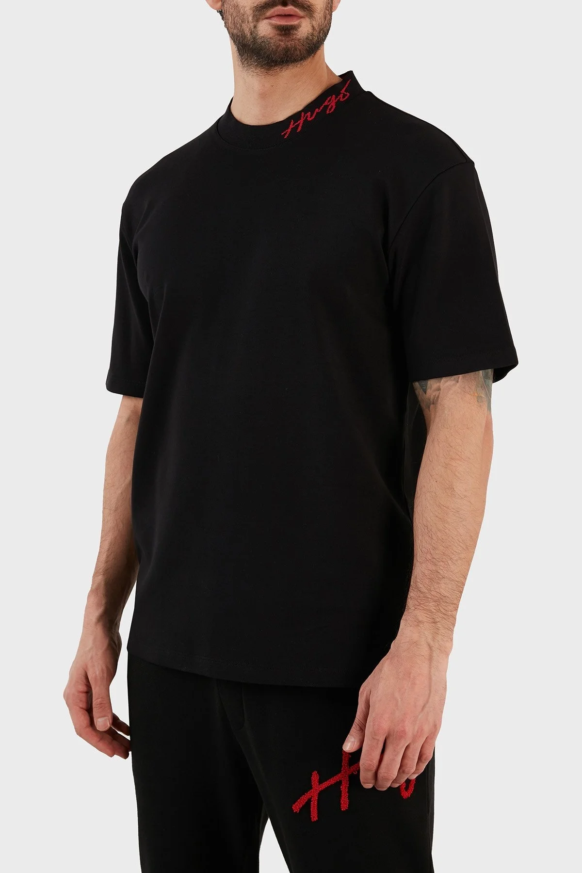 Hugo Pamuklu Relaxed Fit Bisiklet Yaka Erkek T Shirt 50482916 001 SİYAH - 4