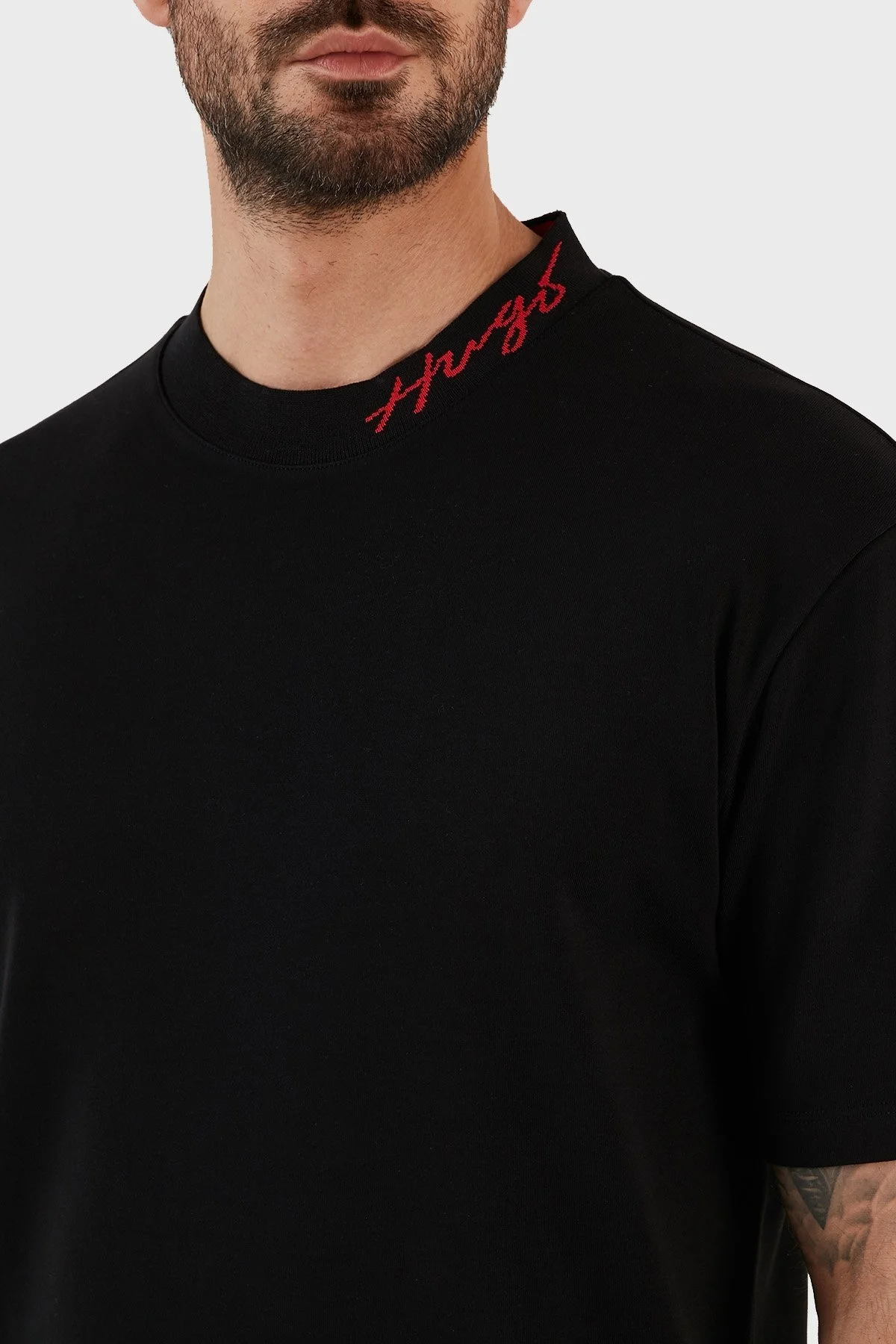 Hugo Pamuklu Relaxed Fit Bisiklet Yaka Erkek T Shirt 50482916 001 SİYAH - 5