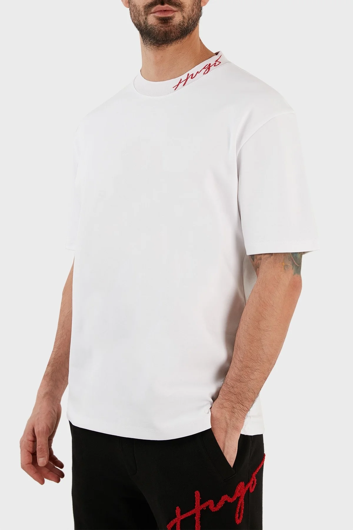 Hugo Pamuklu Relaxed Fit Bisiklet Yaka Erkek T Shirt 50482916 100 BEYAZ - 2