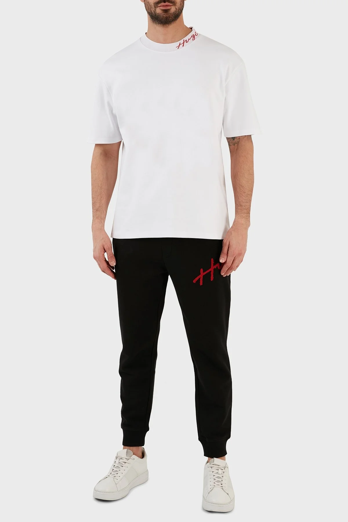 Hugo Pamuklu Relaxed Fit Bisiklet Yaka Erkek T Shirt 50482916 100 BEYAZ - 3