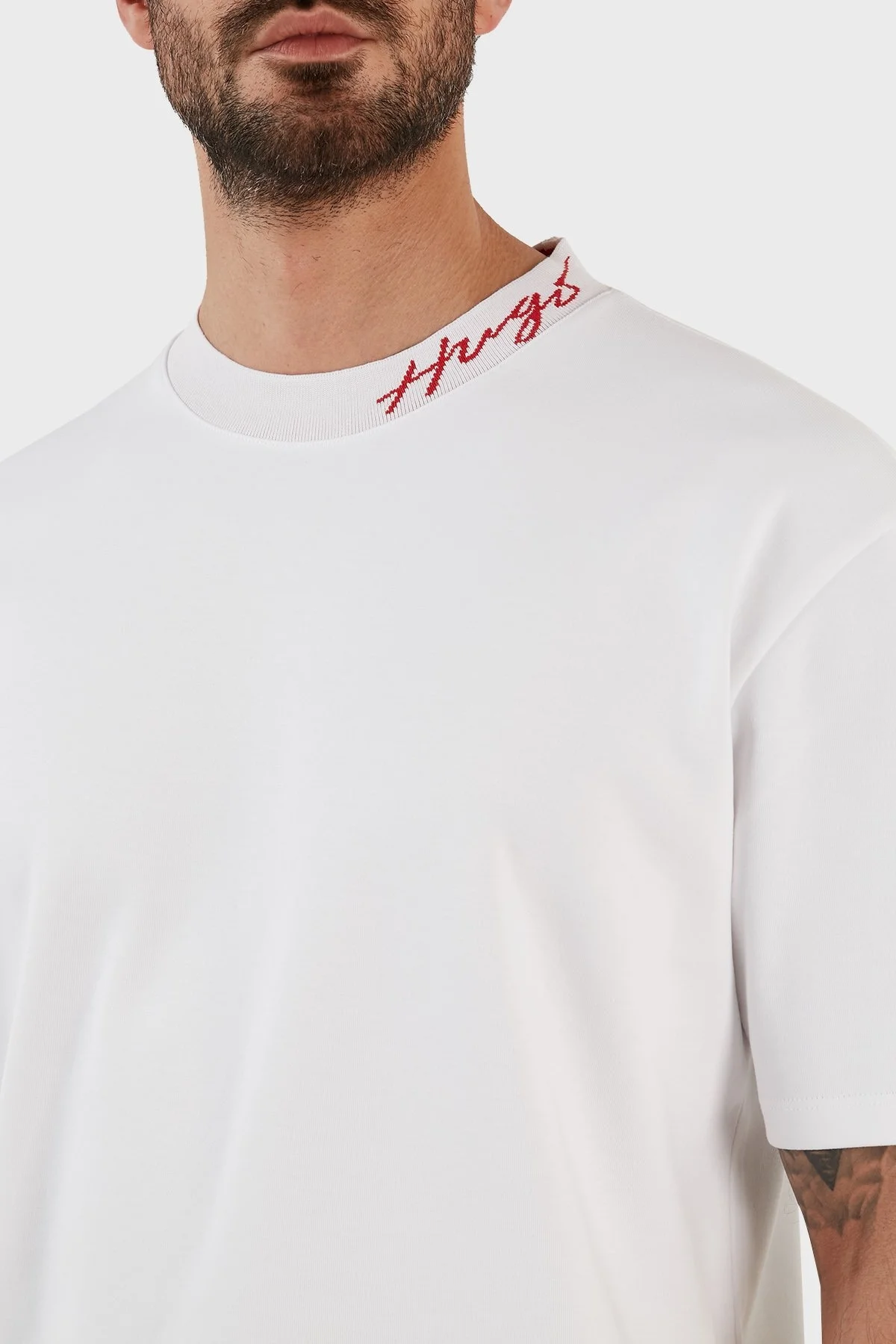 Hugo Pamuklu Relaxed Fit Bisiklet Yaka Erkek T Shirt 50482916 100 BEYAZ - 5