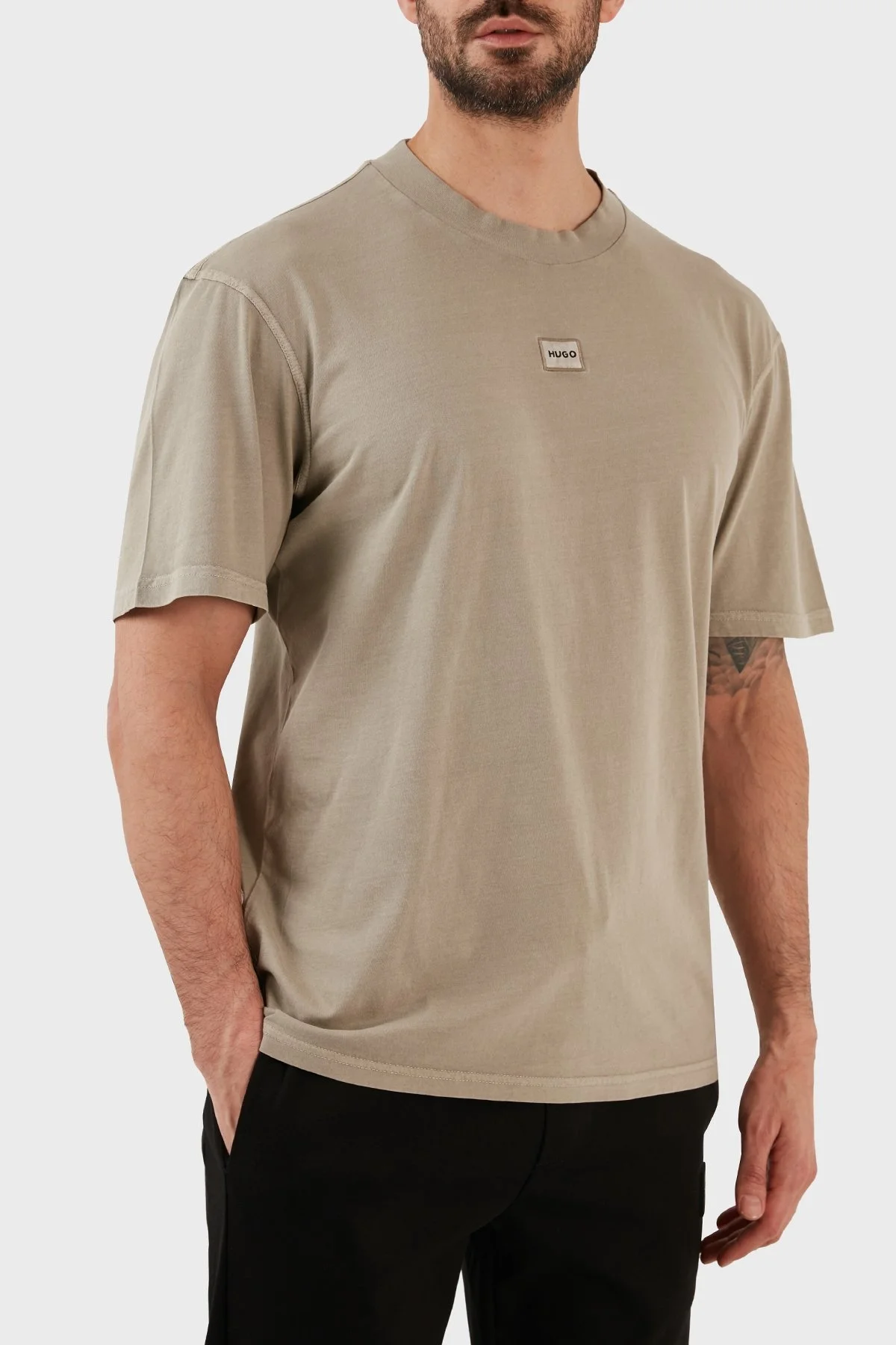 Hugo Pamuklu Relaxed Fit Bisiklet Yaka Erkek T Shirt 50486439 249 TOPRAK - 2